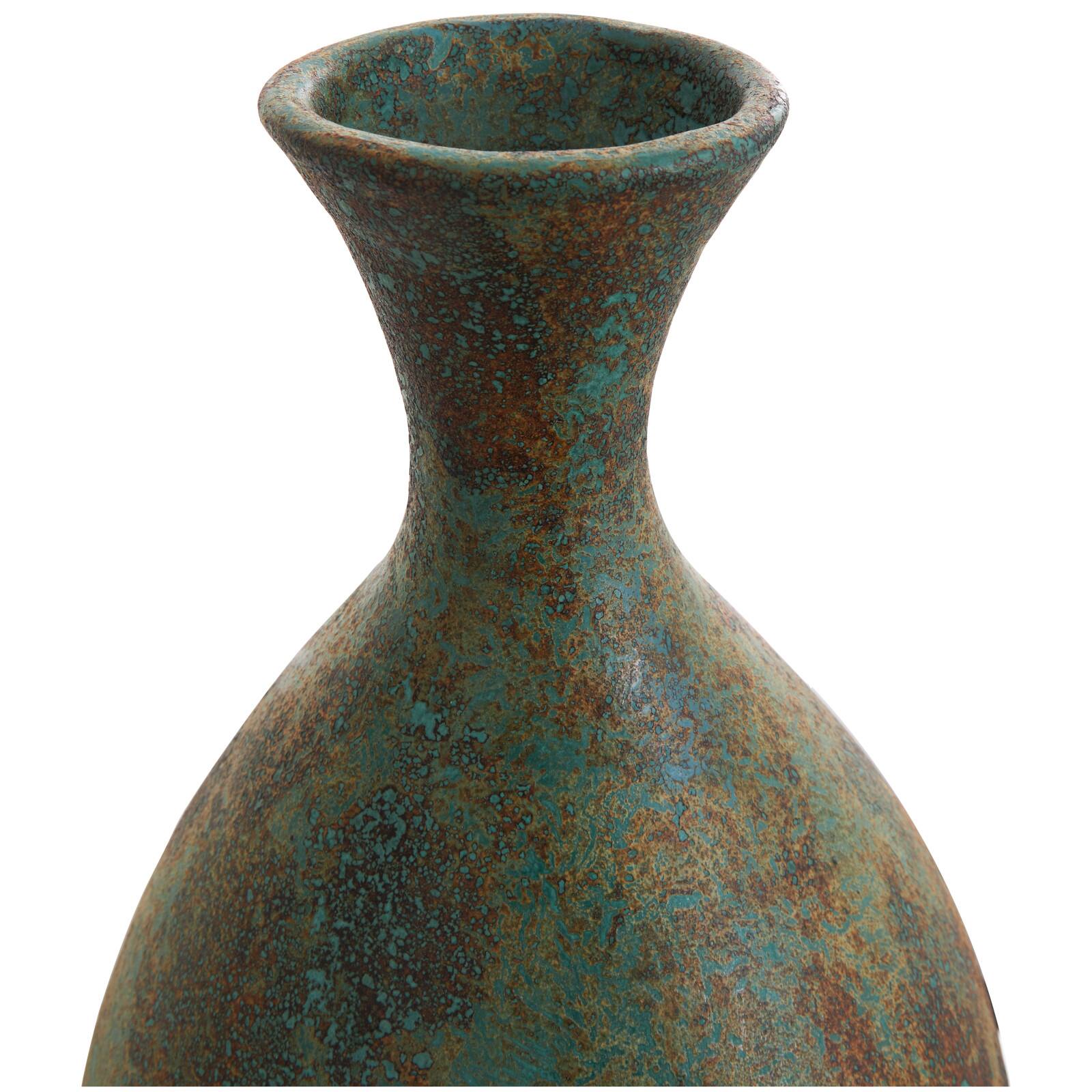 3ft. Green Ceramic Tall Distressed Antique Style Vase