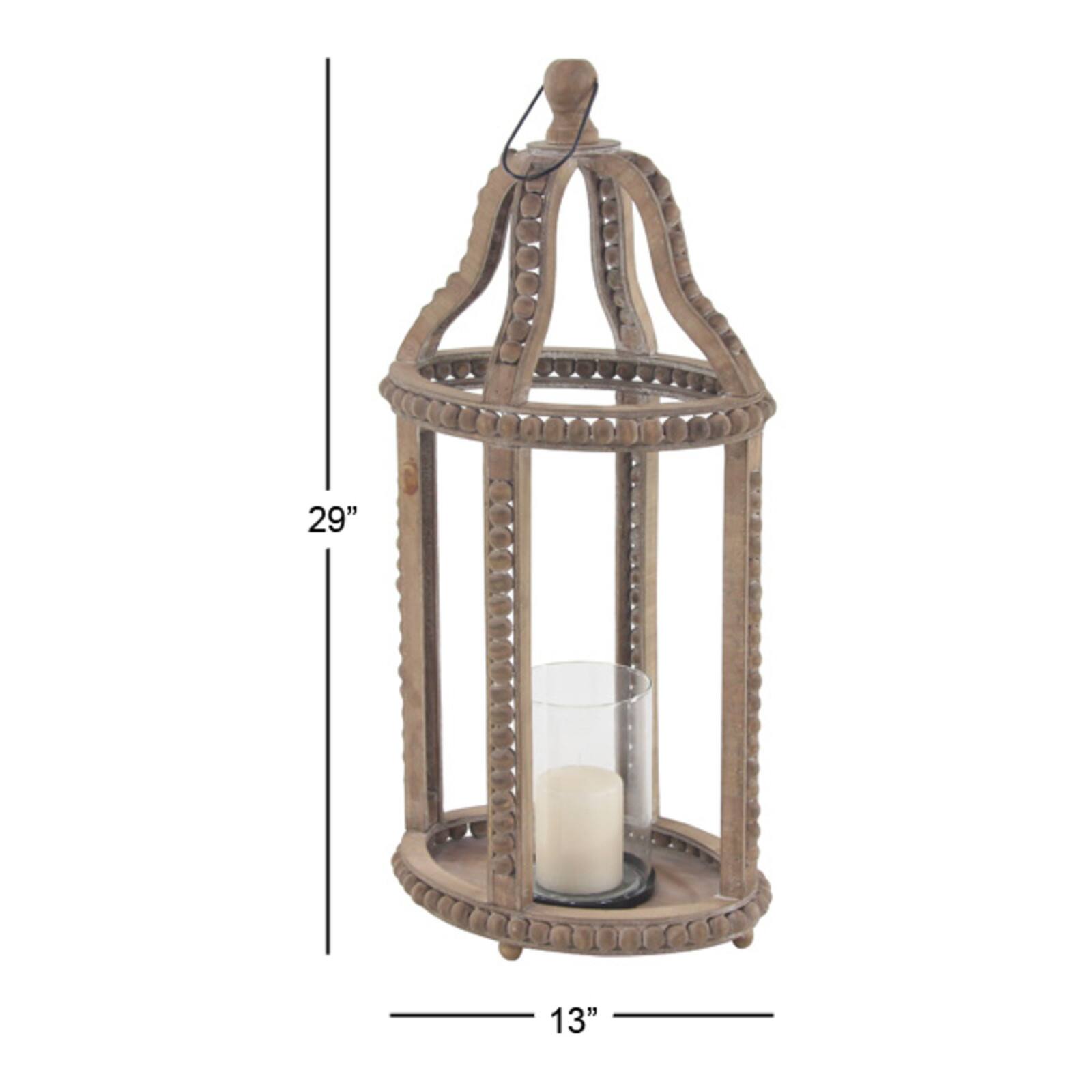 Brown Recycled wood Natural Candle Holder Lantern, 29&#x22; x 13&#x22; x 10&#x22;