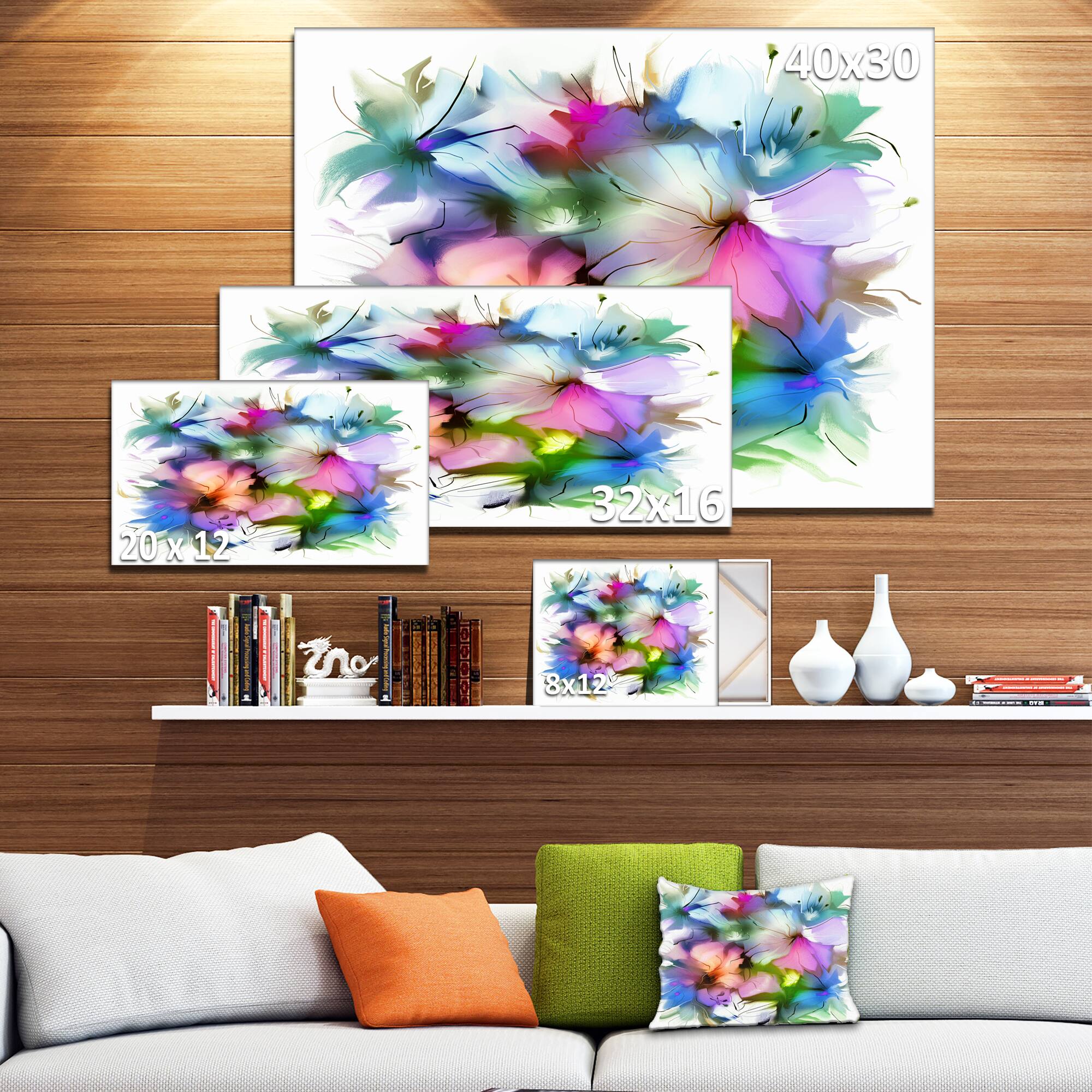 Designart - Watercolor Floral Bouquet - Extra Large Floral Wall Art