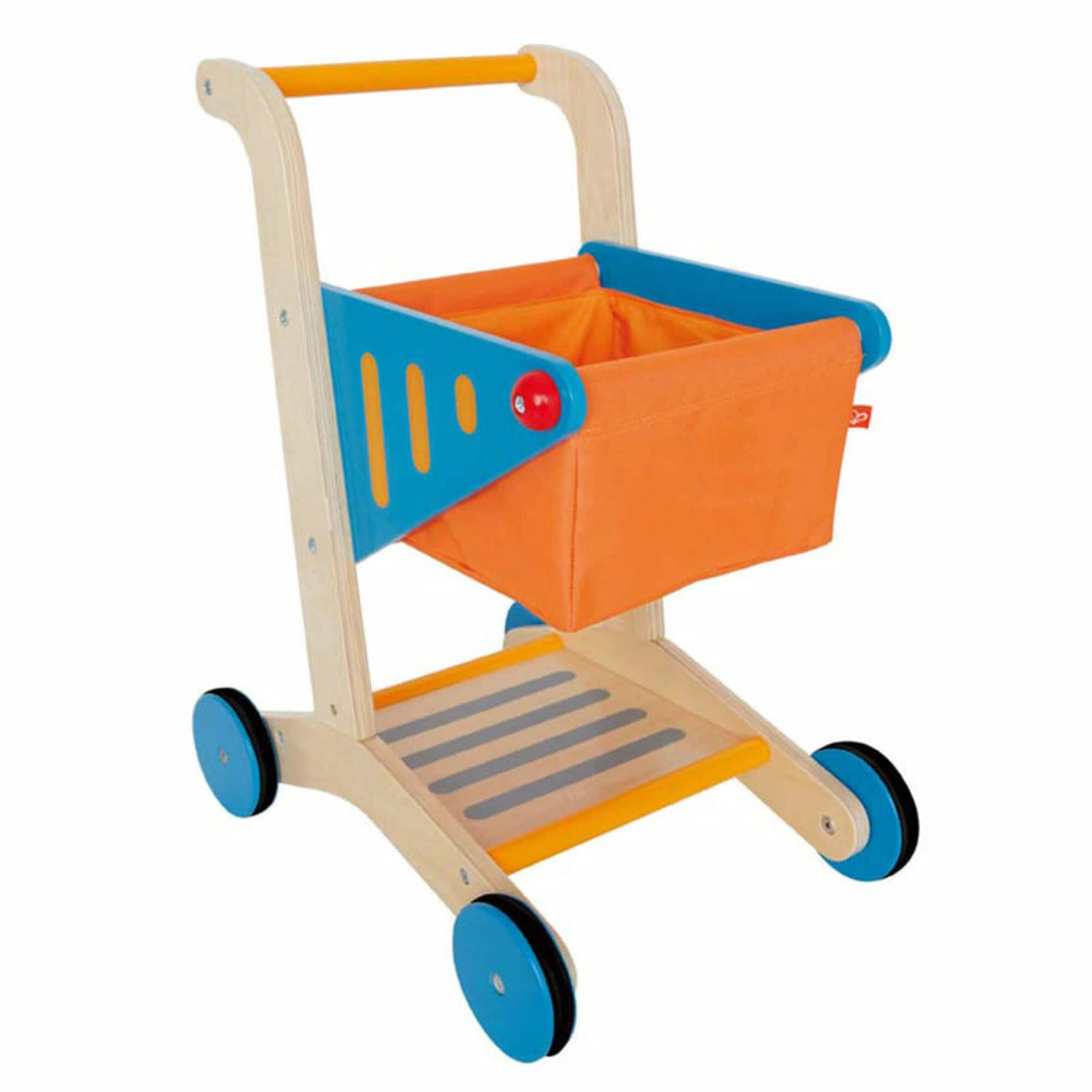 Hape Orange &#x26; Blue Wooden Shopping Cart