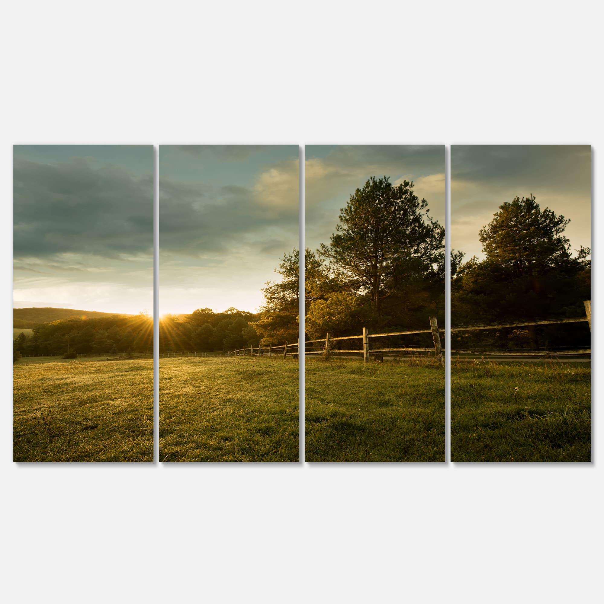 Designart - Beautiful Sunrise in the farm - Landscape Canvas Art Print