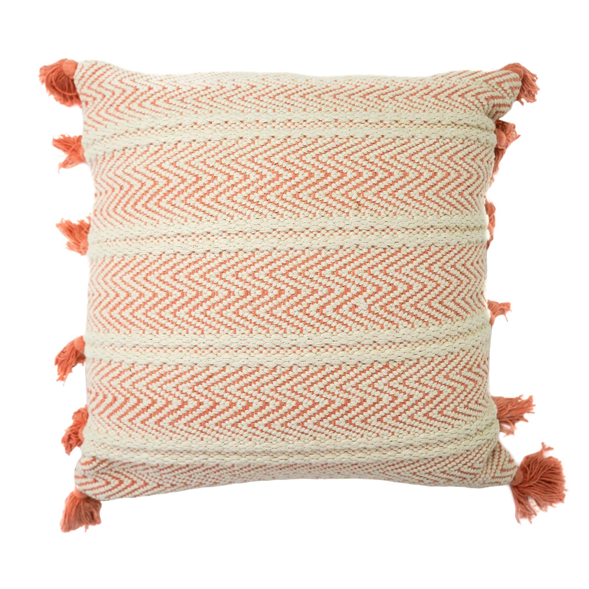 American Art D&#xE9;cor&#x2122; Handwoven Orange Peach Boho Moroccan Decorative Throw Pillow