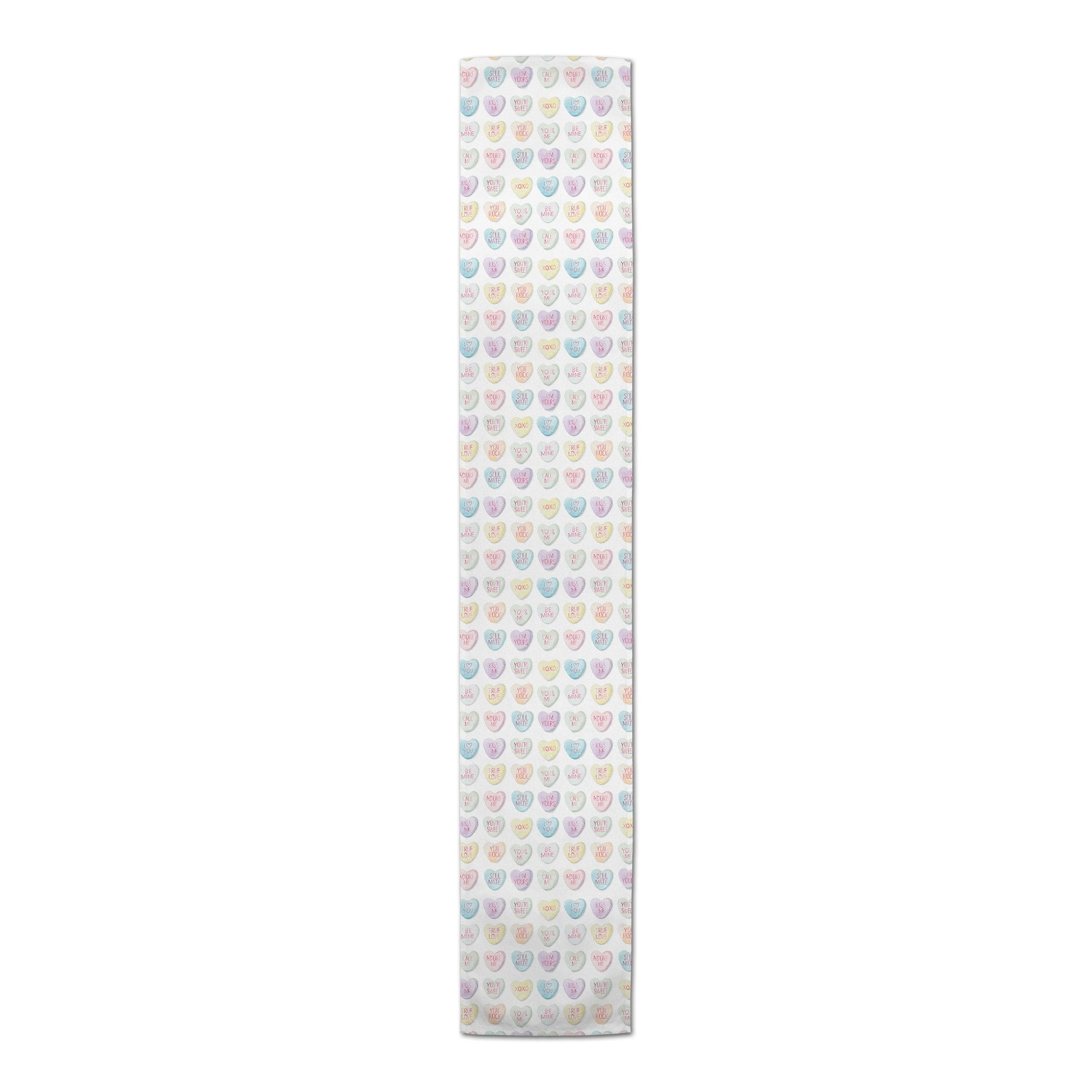 72&#x22; Poly Twill Be Mine Candy Hearts Table Runner