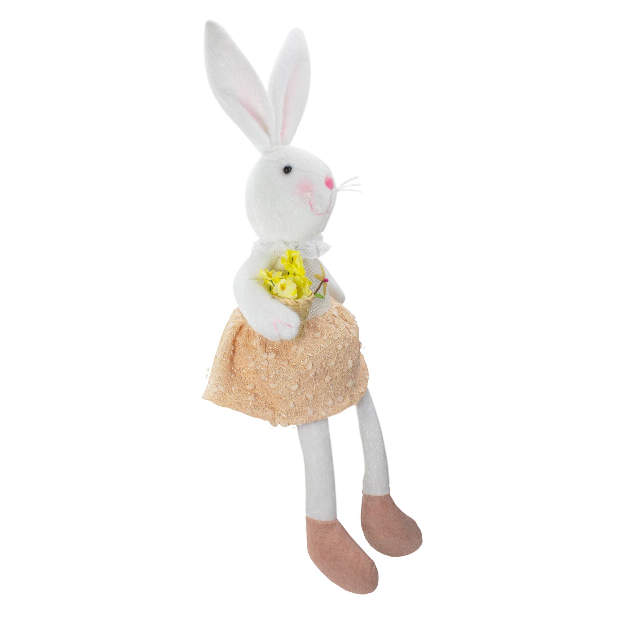 24" White & Pink Girl Easter Bunny Spring Figure