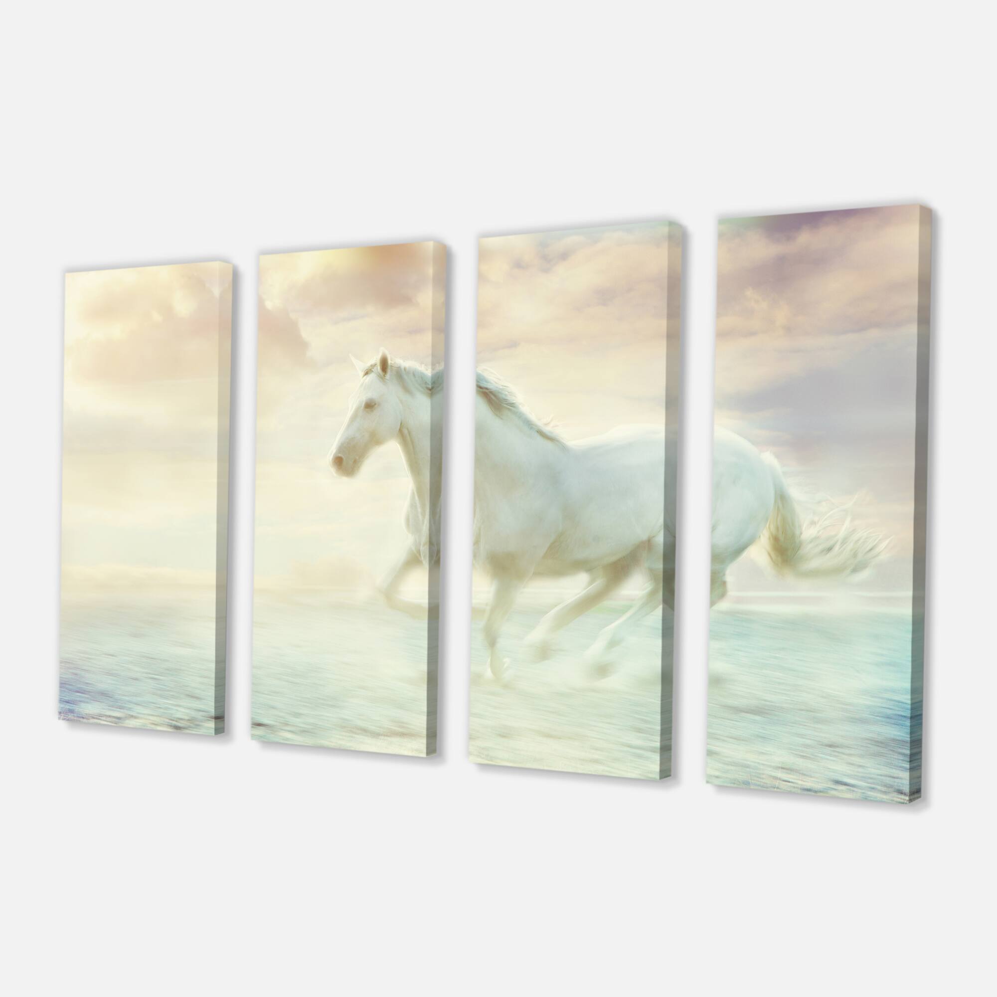 Designart - Fantasy White Horse - Animal Canvas Art Print