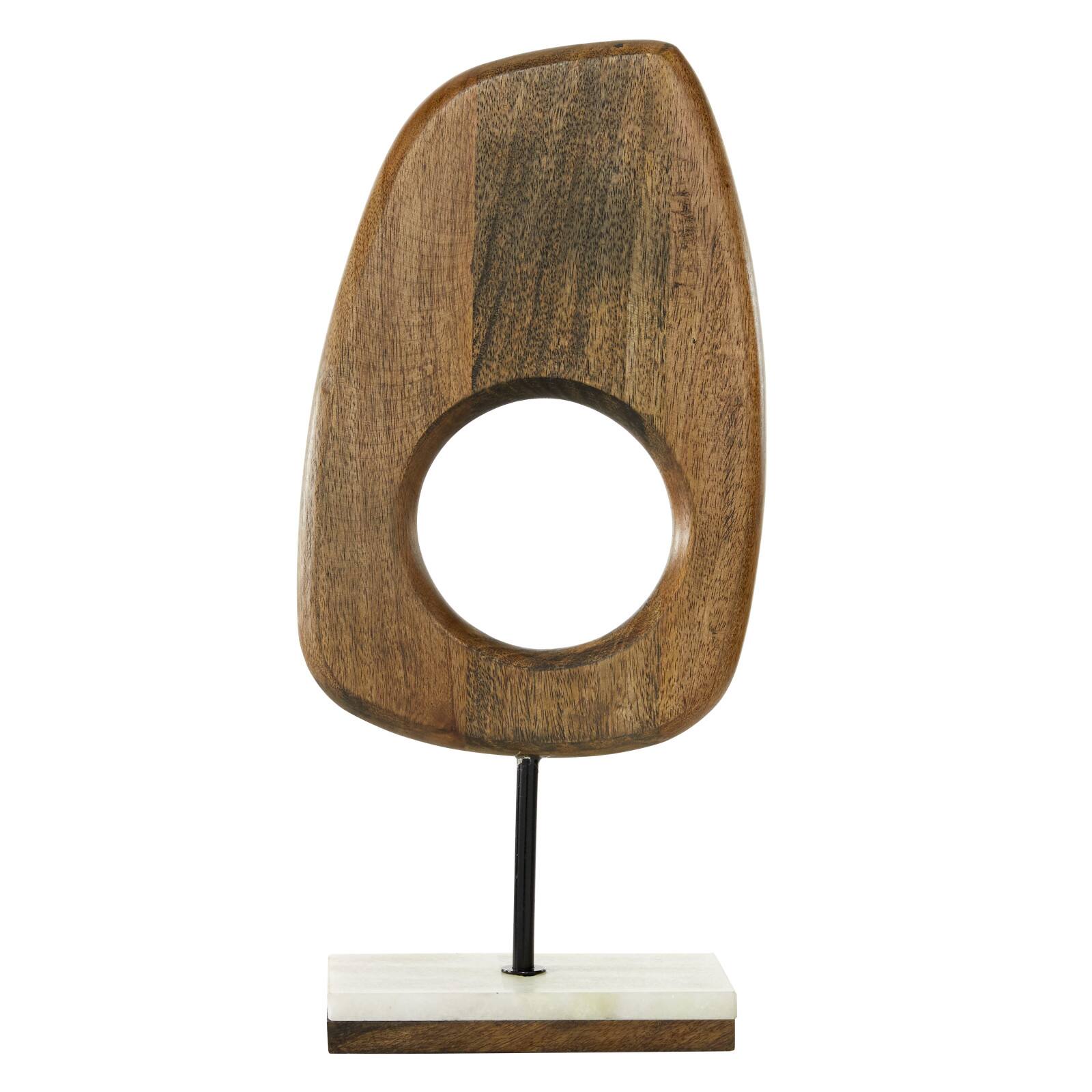 18&#x22; Brown Mango Wood Modern Sculpture