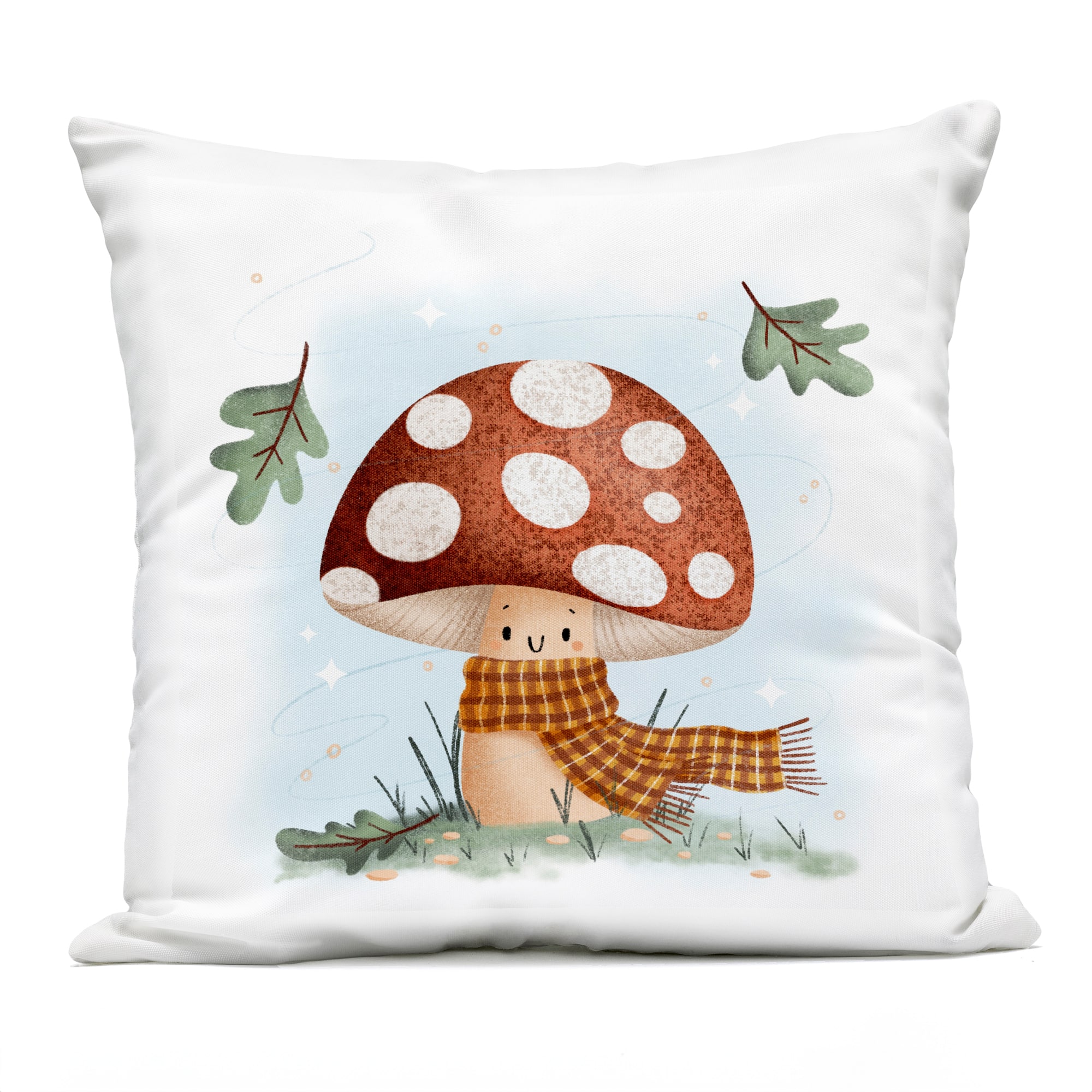 Stupell Industries Happy Mushroom in Scarf Outdoor Printed Pillow