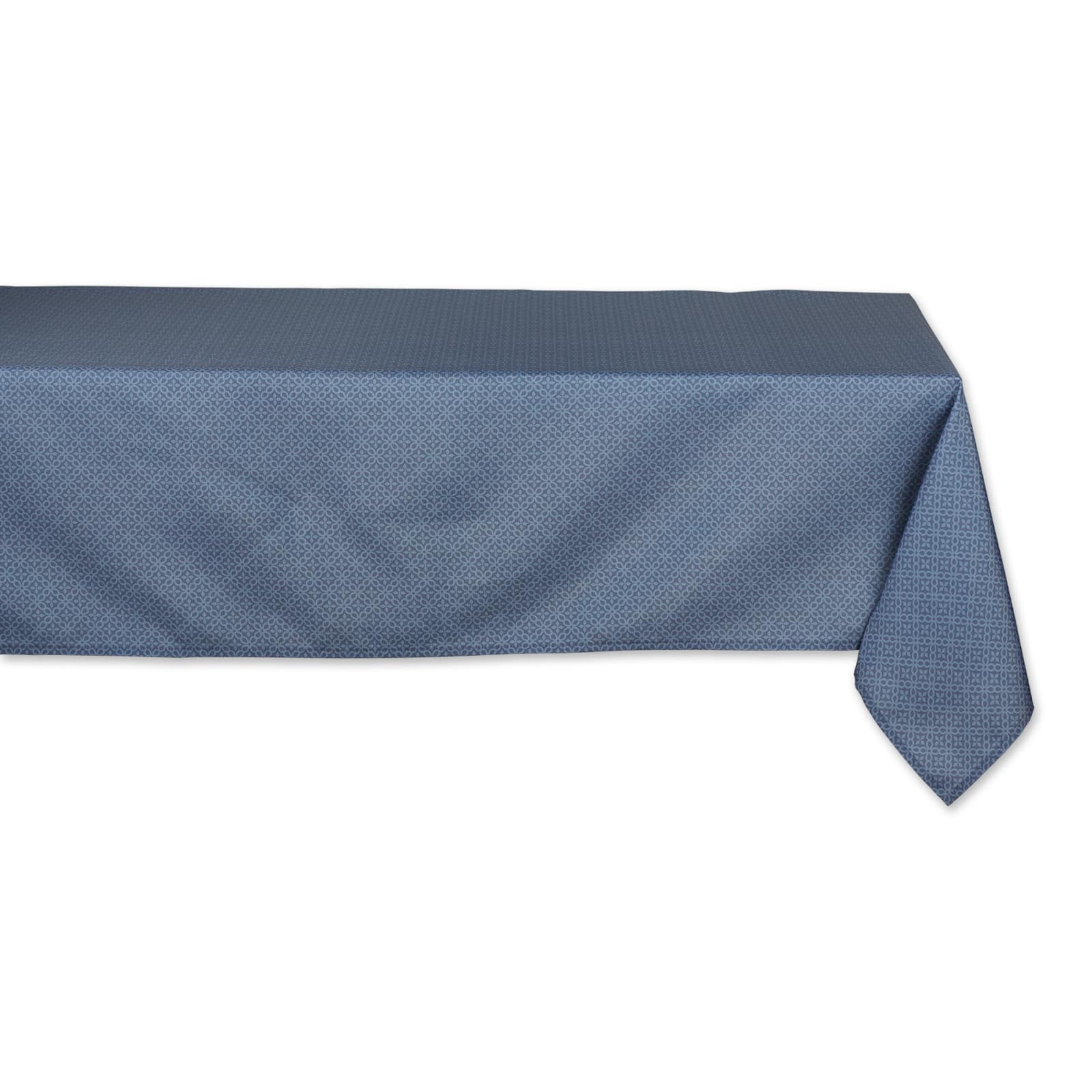French Blue Tonal Lattice Print Outdoor Tablecloth 60" x 120"