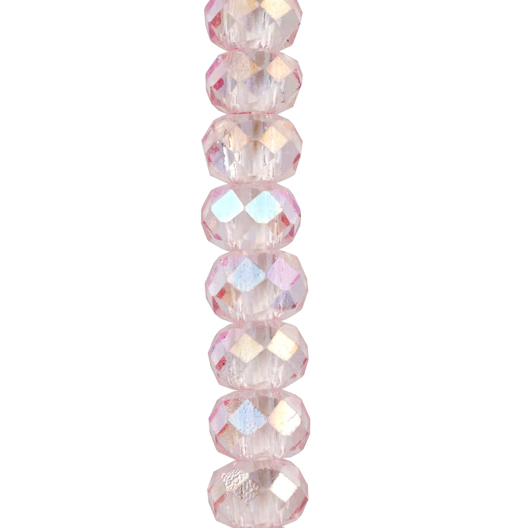 12 Pack: Pink Faceted Large Hole Glass Rondelle Beads by Bead Landing™