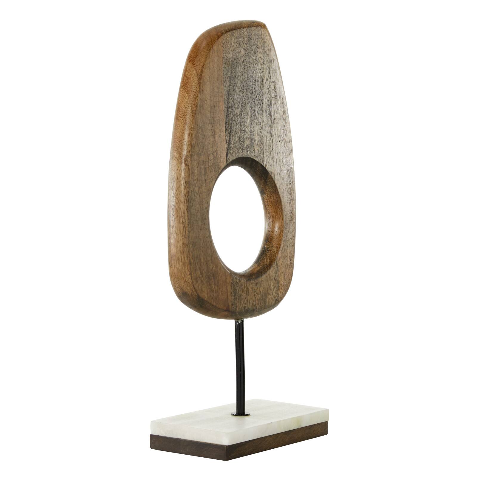 18&#x22; Brown Mango Wood Modern Sculpture
