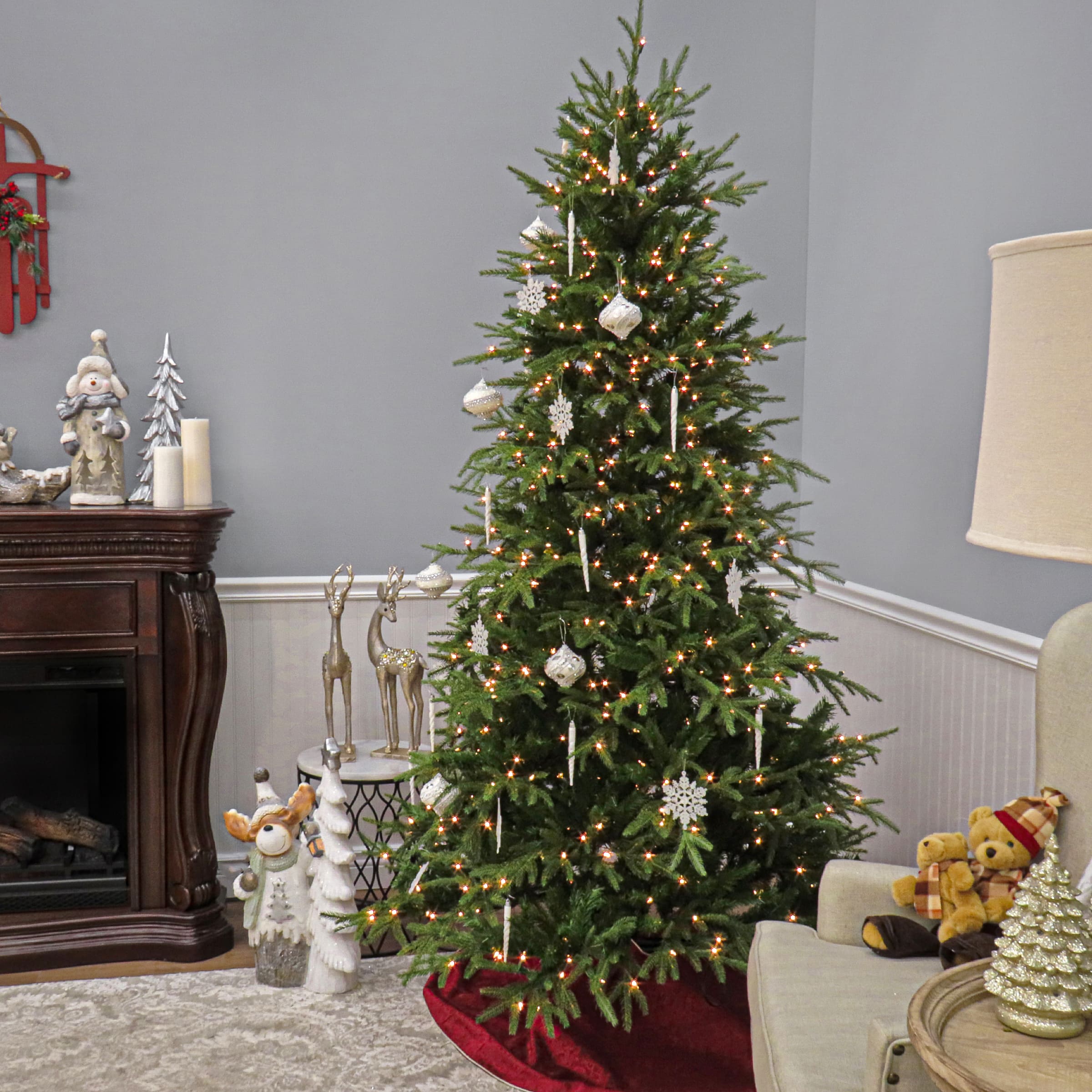 7.5ft. Pre-Lit Feel-Real® Northern Frasier Fir Artificial Christmas Tree, Clear Lights