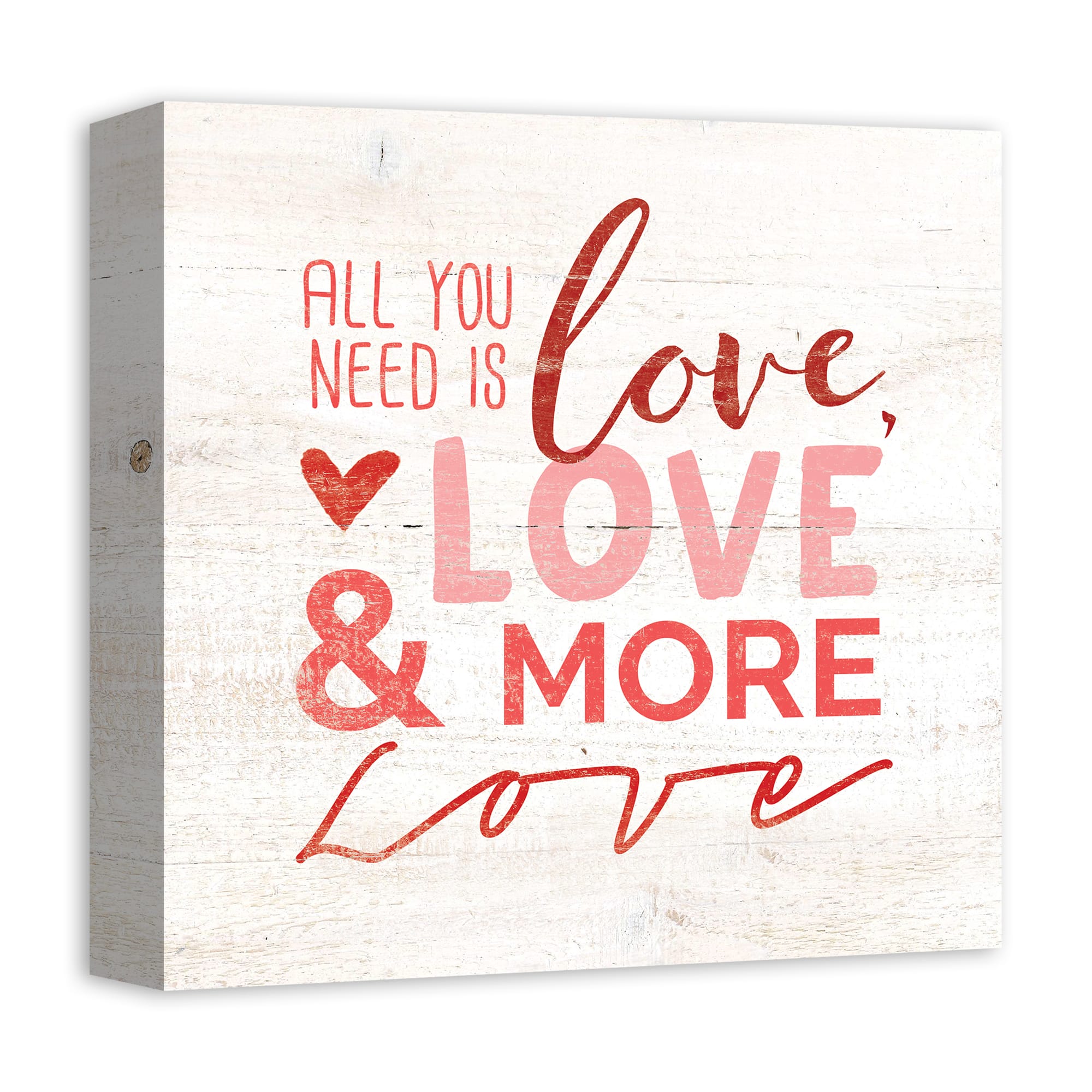 Love Type Distressed 12&#x22; x 12&#x22; Canvas Wall Art