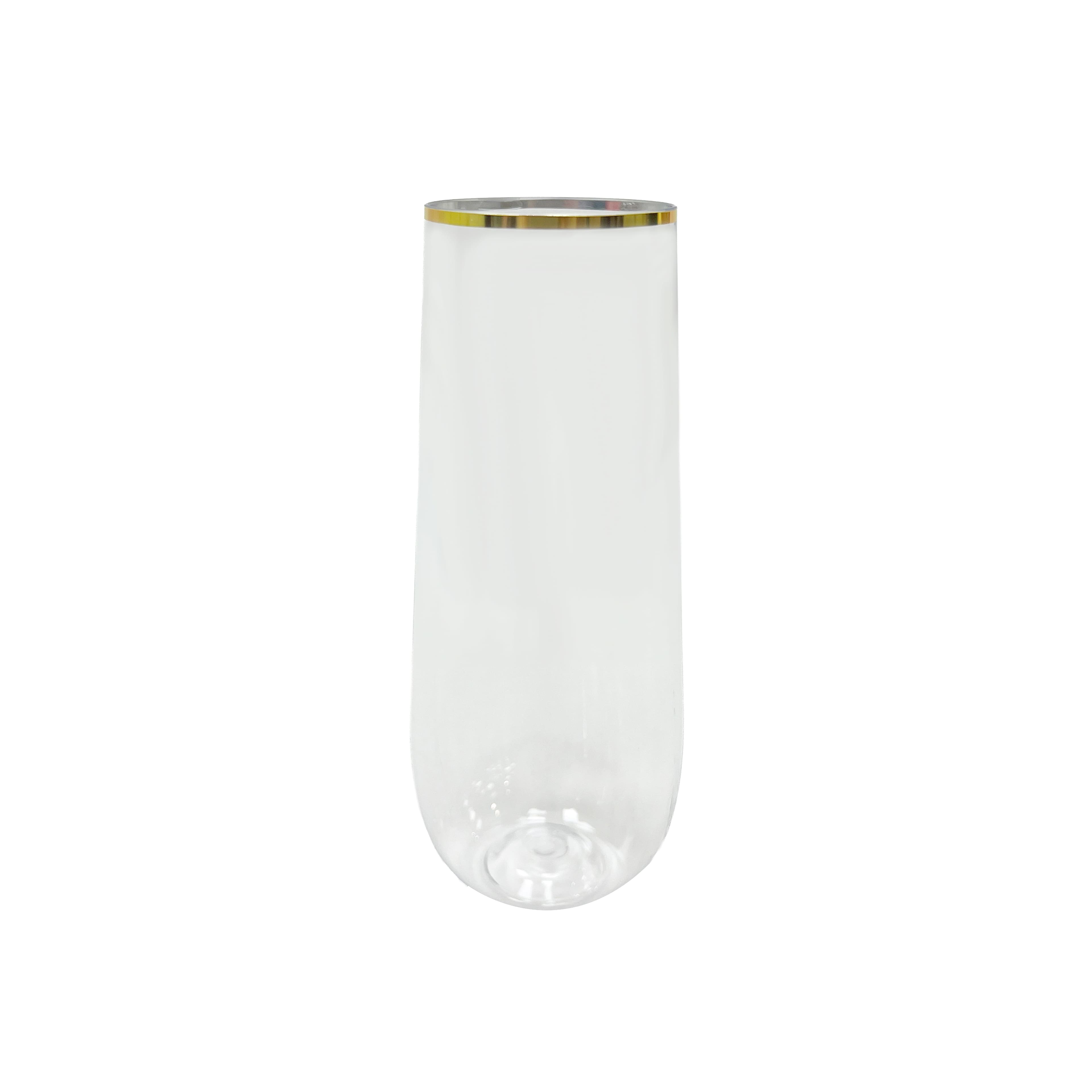 Gold Rim Stemless Champagne Flutes, 8ct. by Celebrate It&#x2122;