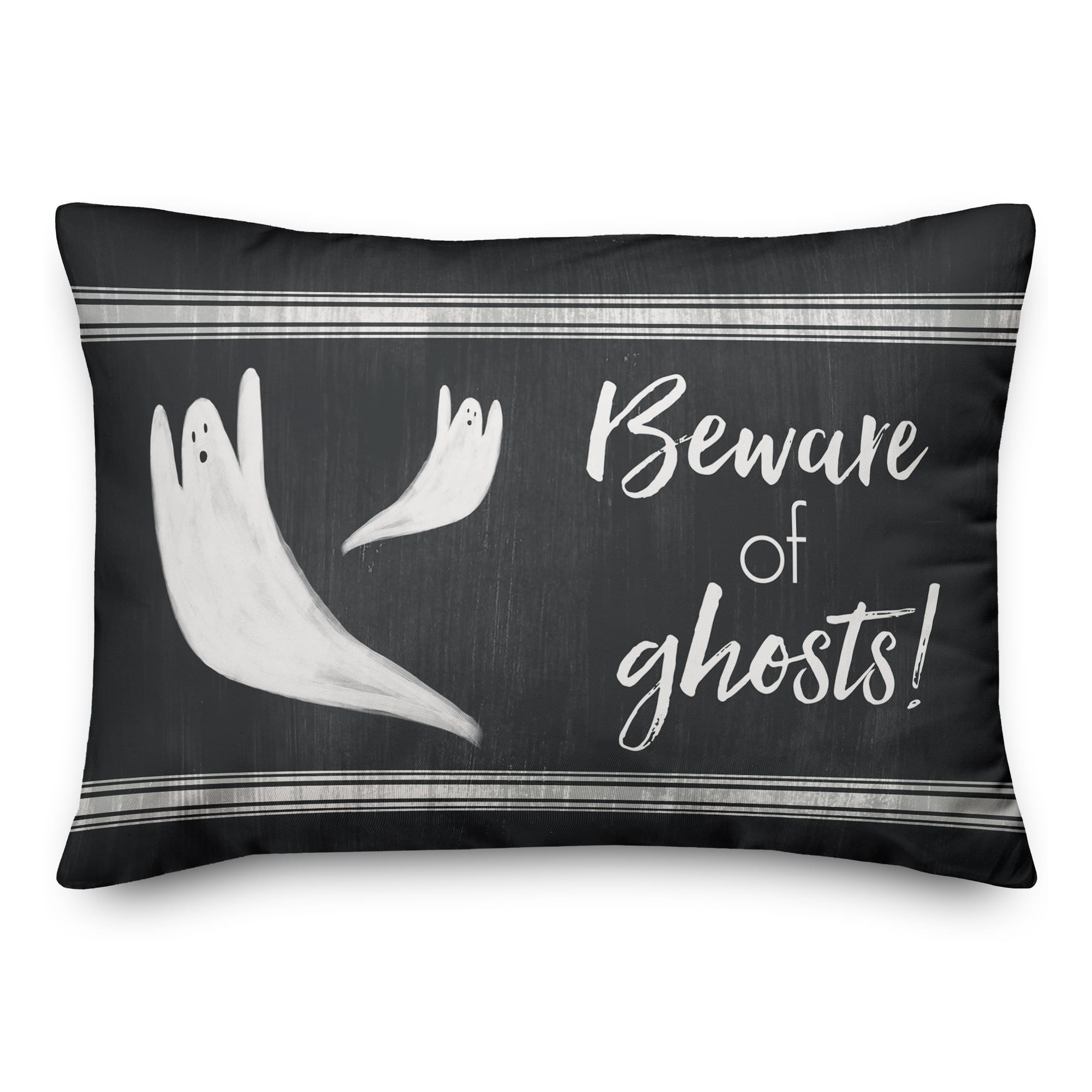 Beware of Ghosts Black Throw Pillow