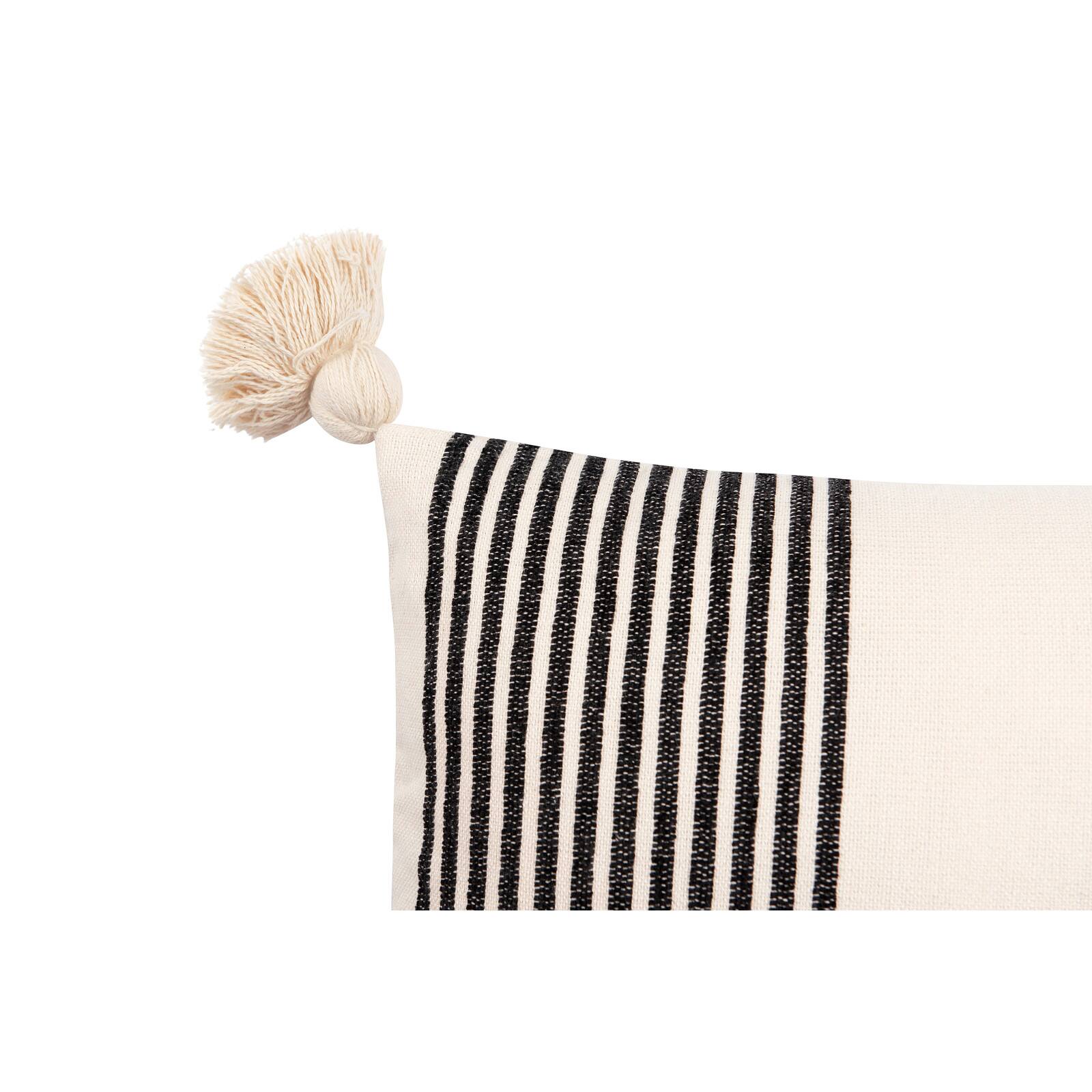 Black Stripes Cotton &#x26; Chenille Throw Pillow