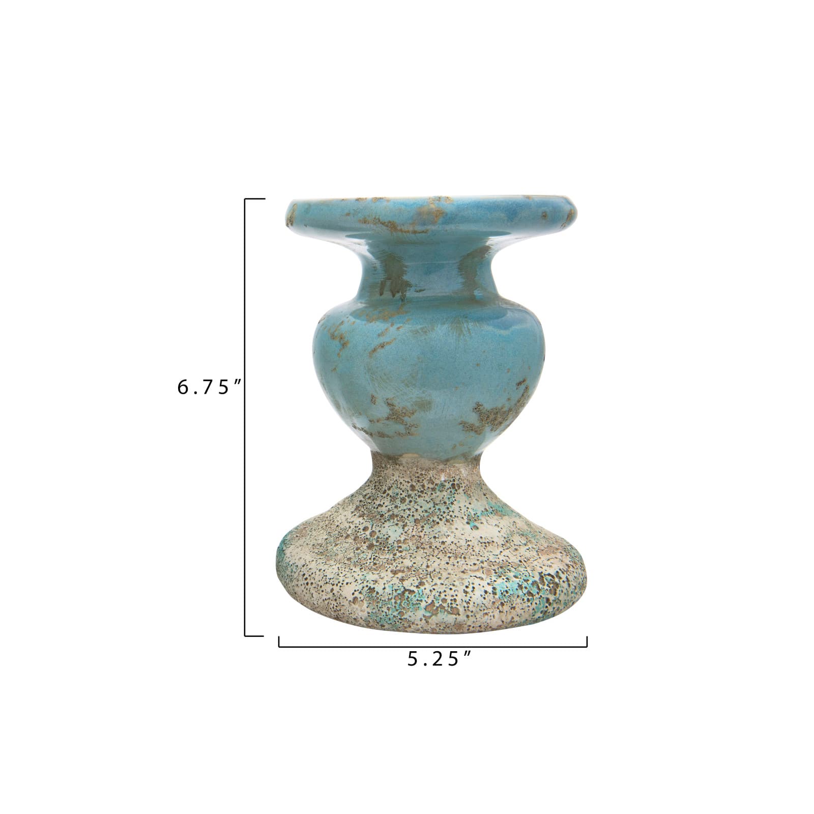 Hello Honey&#xAE; 7&#x27;&#x27; Blue Distressed Terracotta Pillar Candle Holder