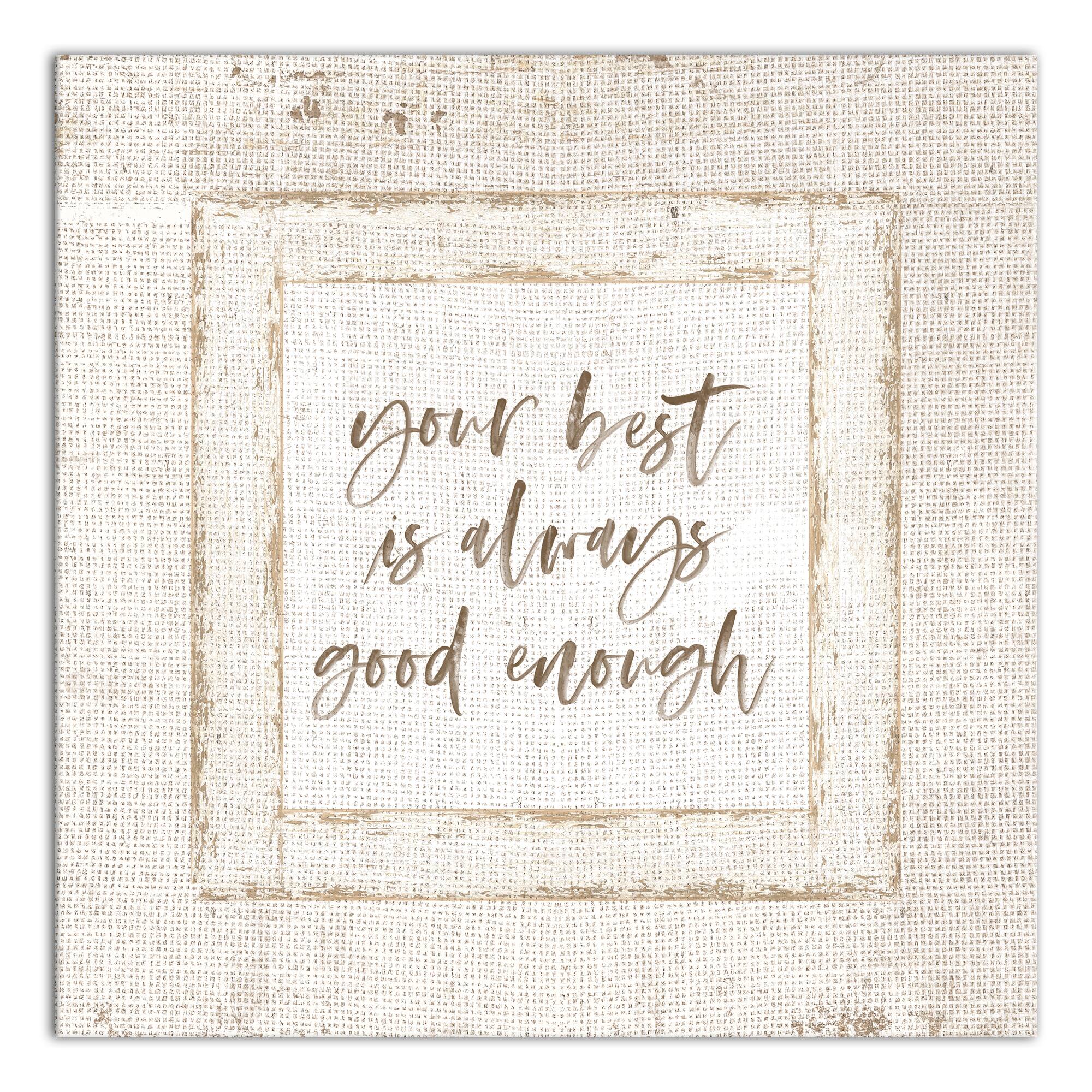 Good Enough Burlap 12" x 12" Canvas Wall Art