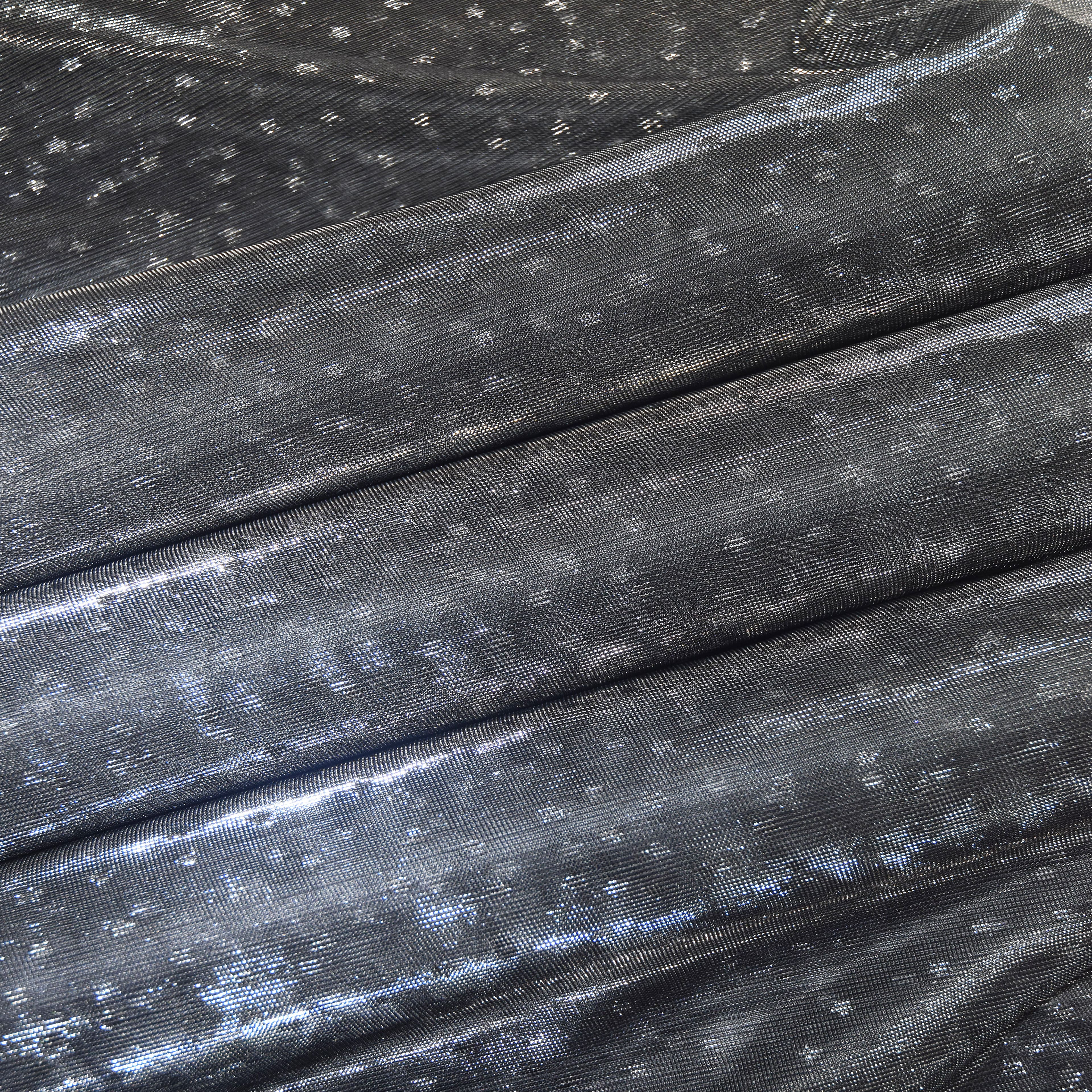 Feldman Silver Dots &#x26; Stars Metallic Knit Fabric