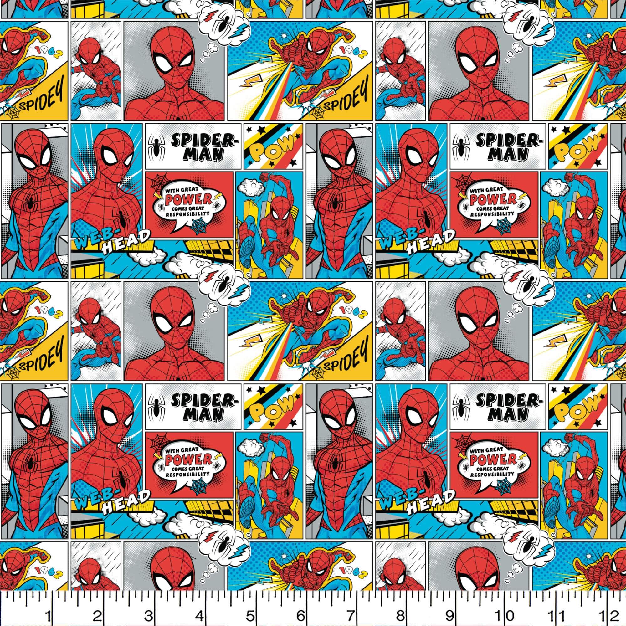 Camelot Fabrics Spiderman Comic Cotton Fabric