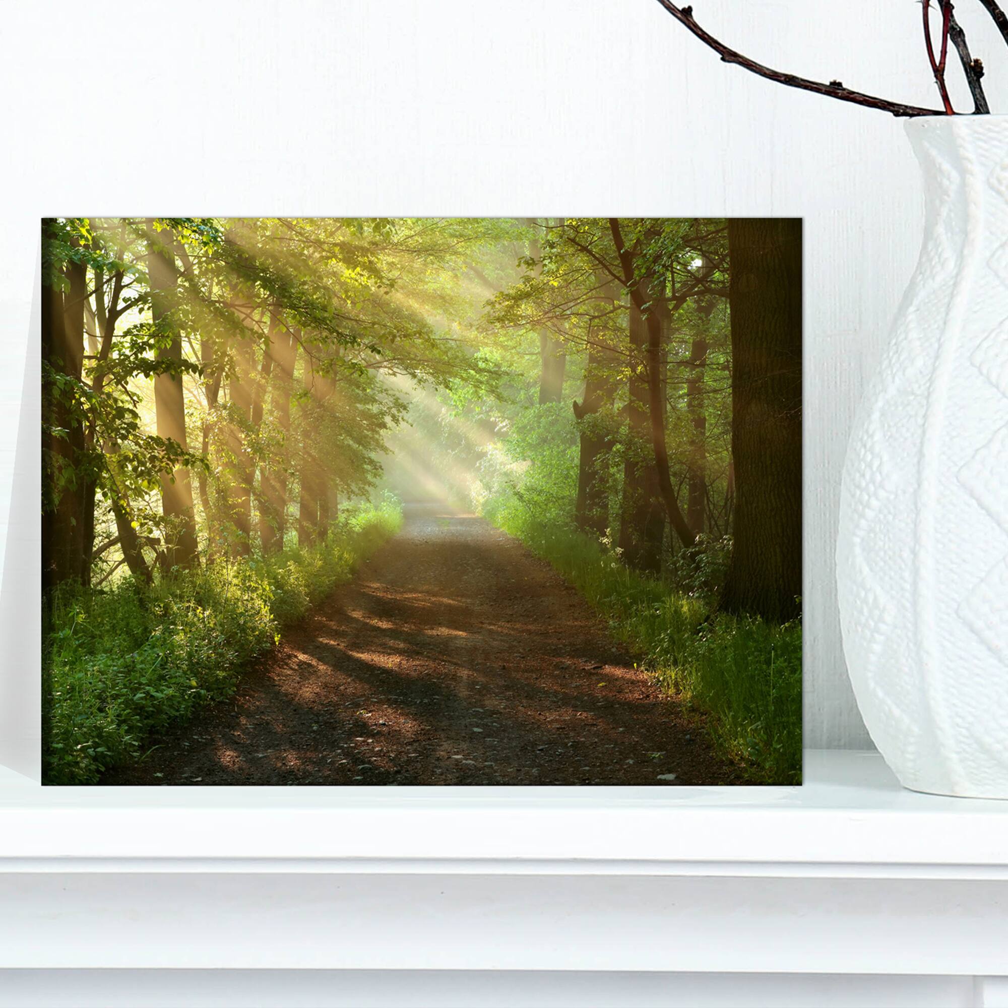 Designart - Suns Peeks into Forest - Landscape Photography Canvas Print