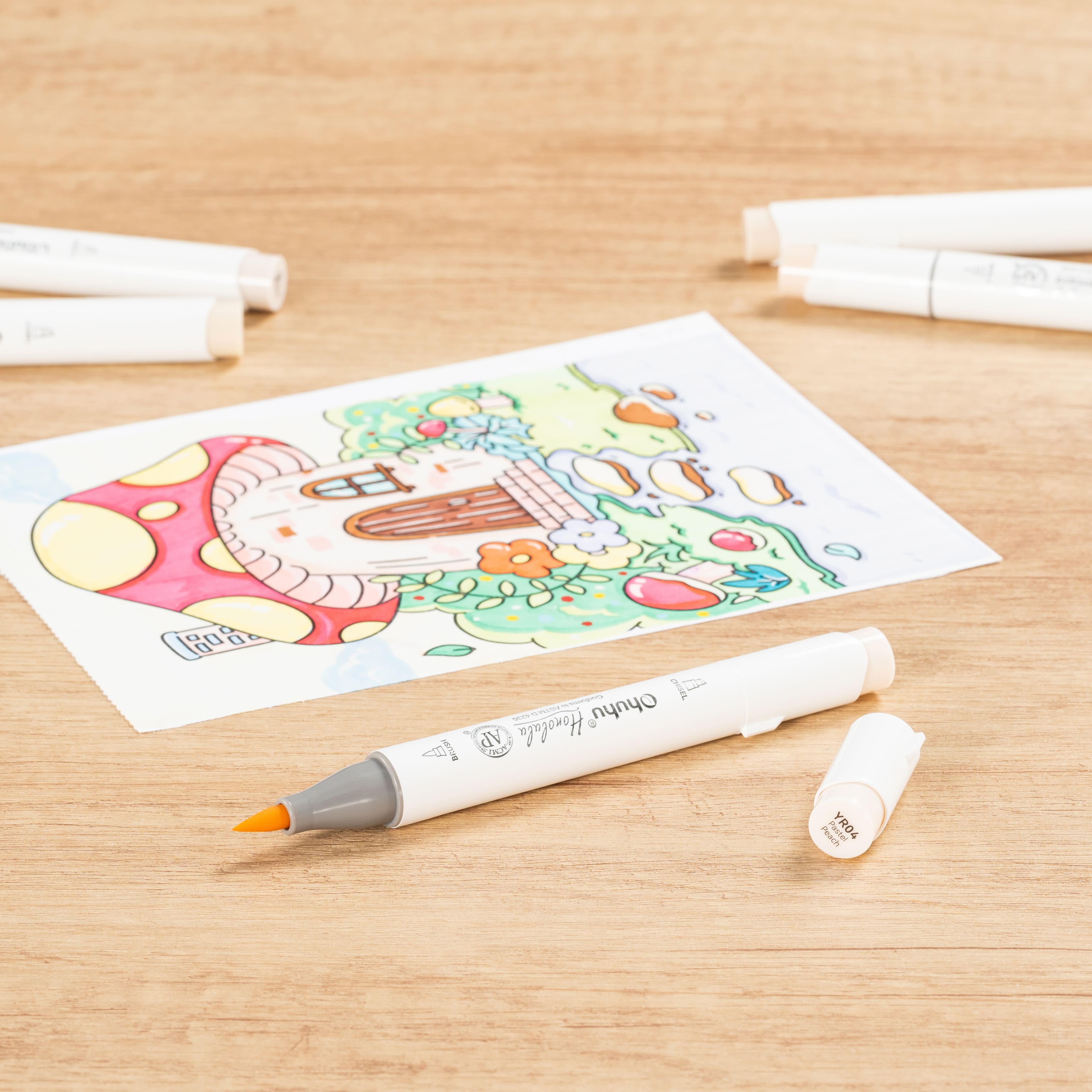 Ohuhu&#xAE; Honolulu Brush &#x26; Chisel Dual Tip Marker