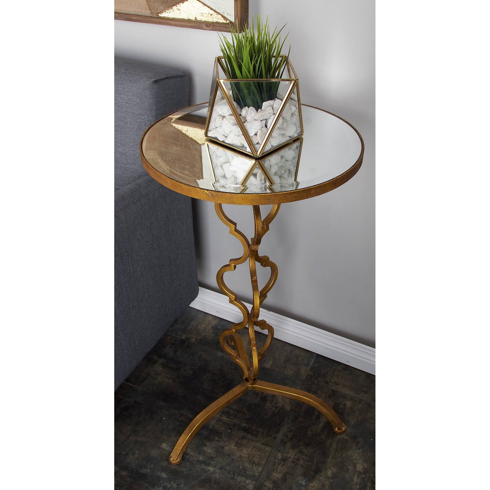 30&#x22; Gold Glam Metal Accent Table