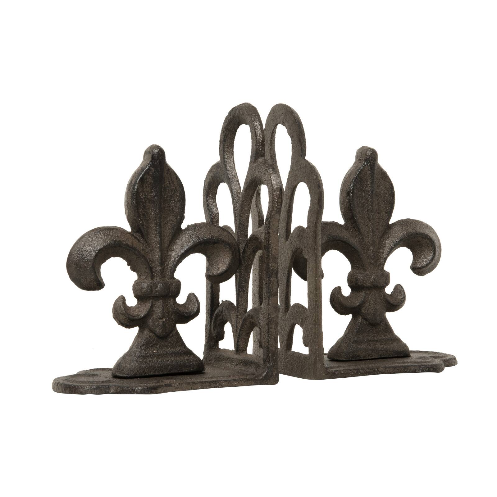 Hello Honey&#xAE; 10&#x22; Fleur de Lis Shaped Iron Bookend Set