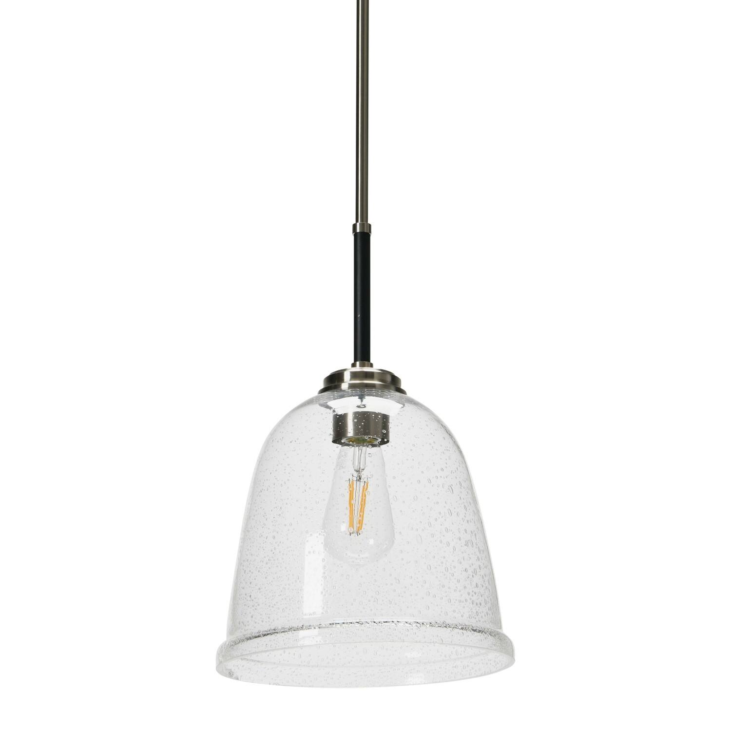 Hello Honey® Robert Stevenson Lighting Landry 11" Black & Nickel Seedy Glass & Metal Ceiling Light