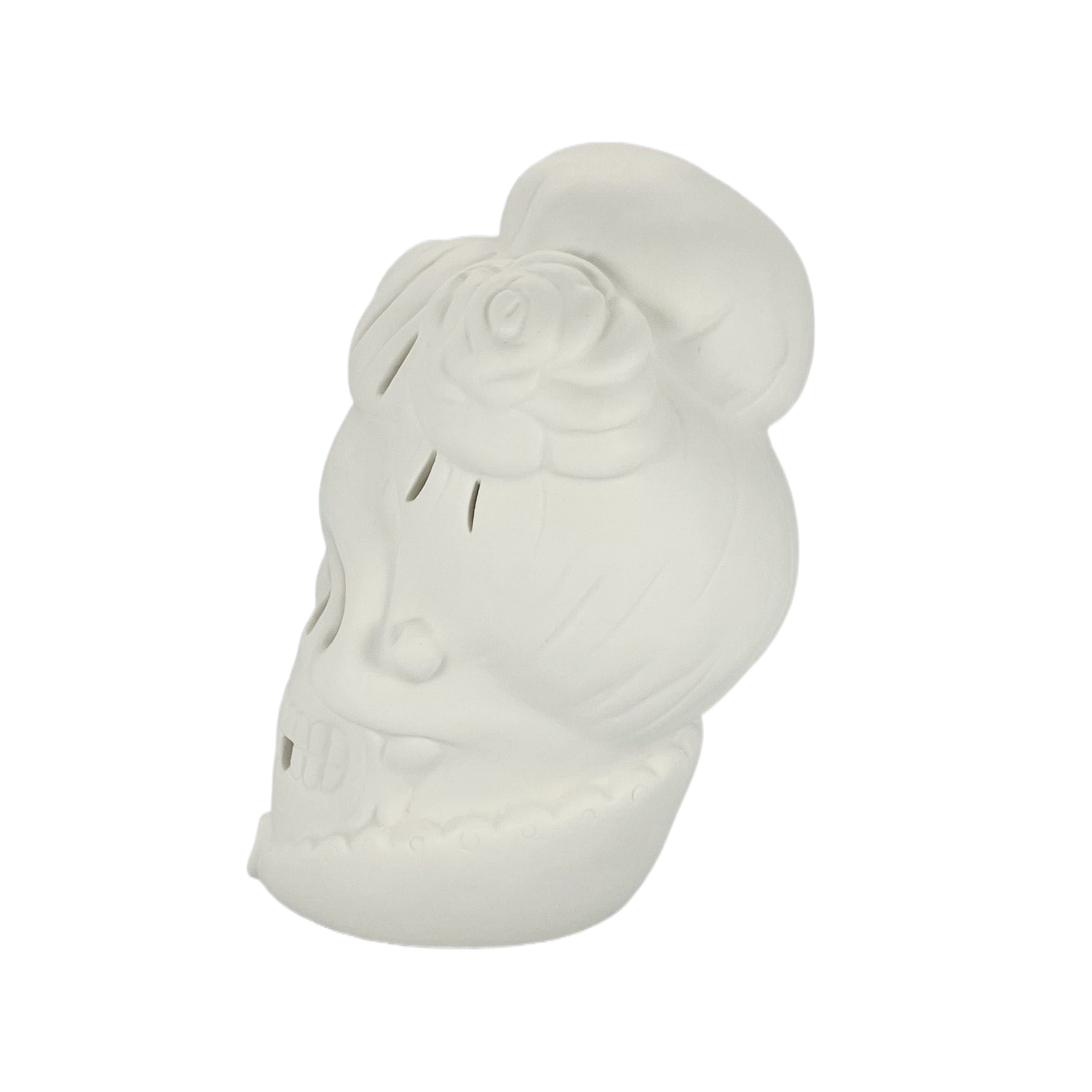 8&#x22; DIY Ceramic LED Fancy Updo Skull D&#xE9;cor by Make Market&#xAE;