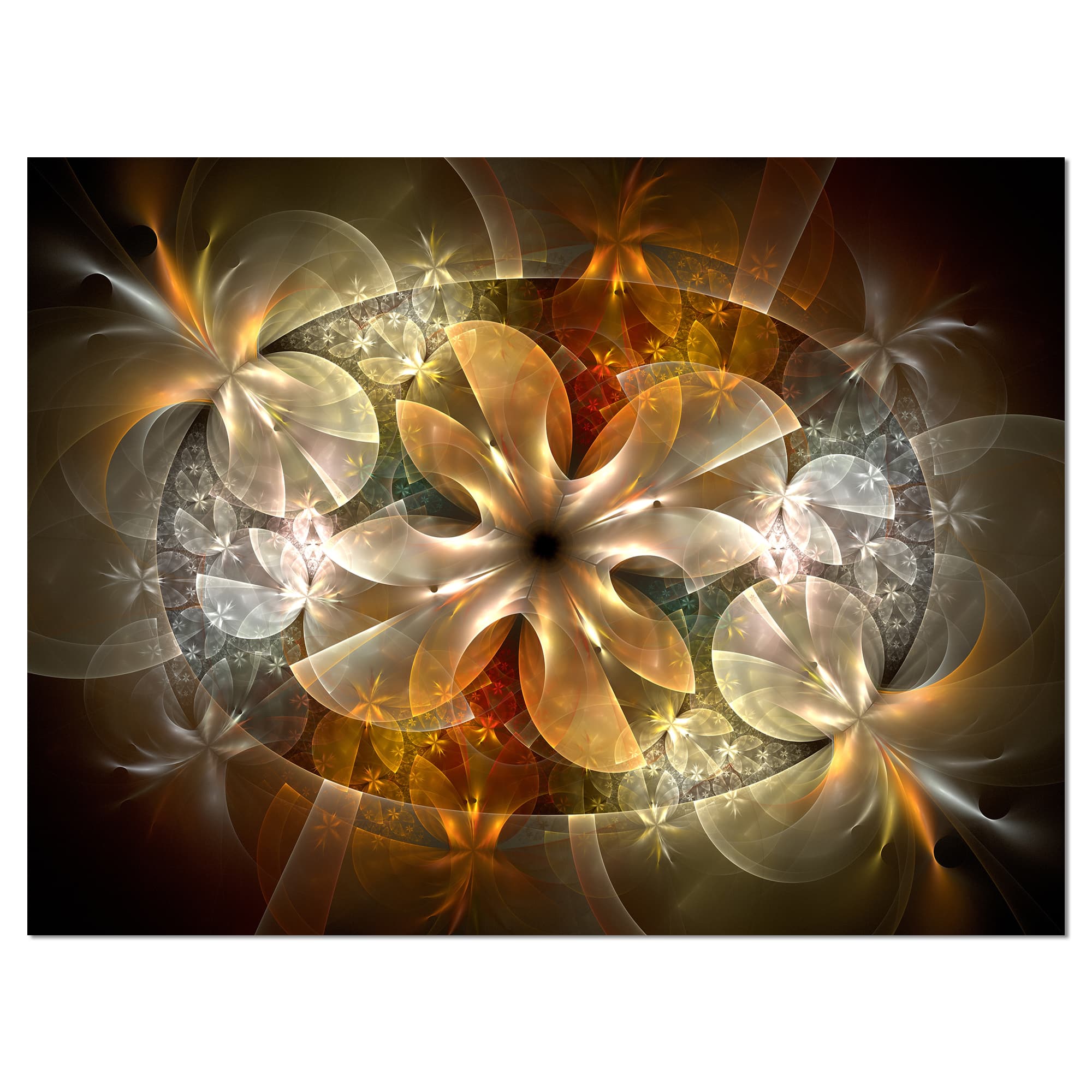 Designart - Fractal Flower with Blue Details - Floral Art Canvas Print