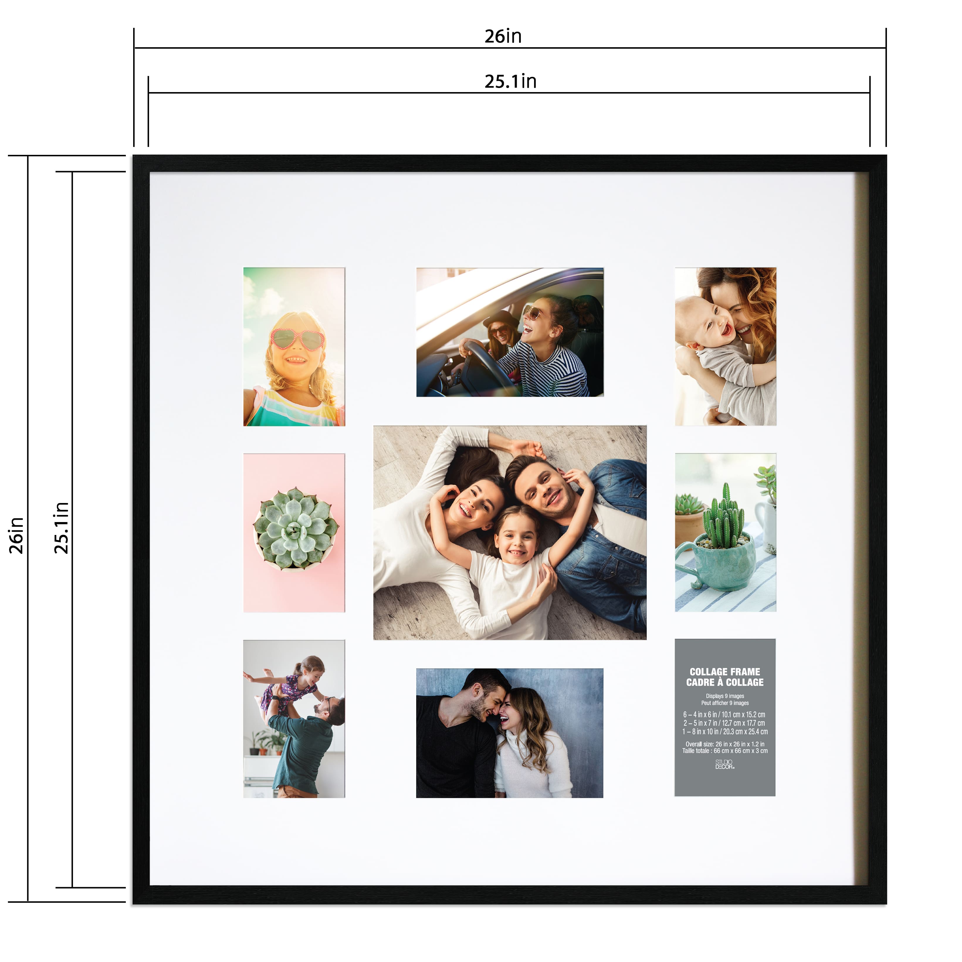 4x6 Collage Picture Frames 2 Pack, 9 Opening Black Multi Photo