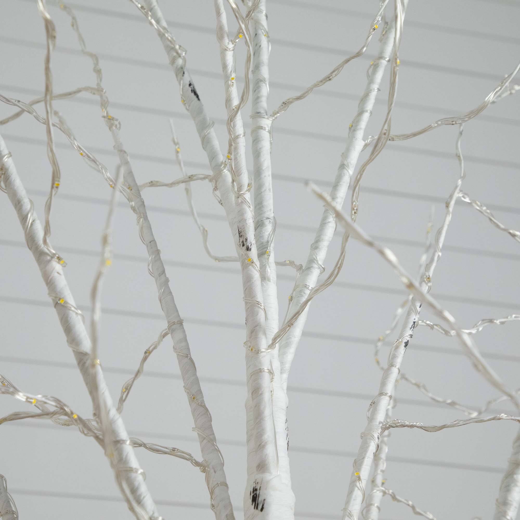 8ft. Pre-Lit White Birch Artificial Christmas Tree, Warm White LED Lights