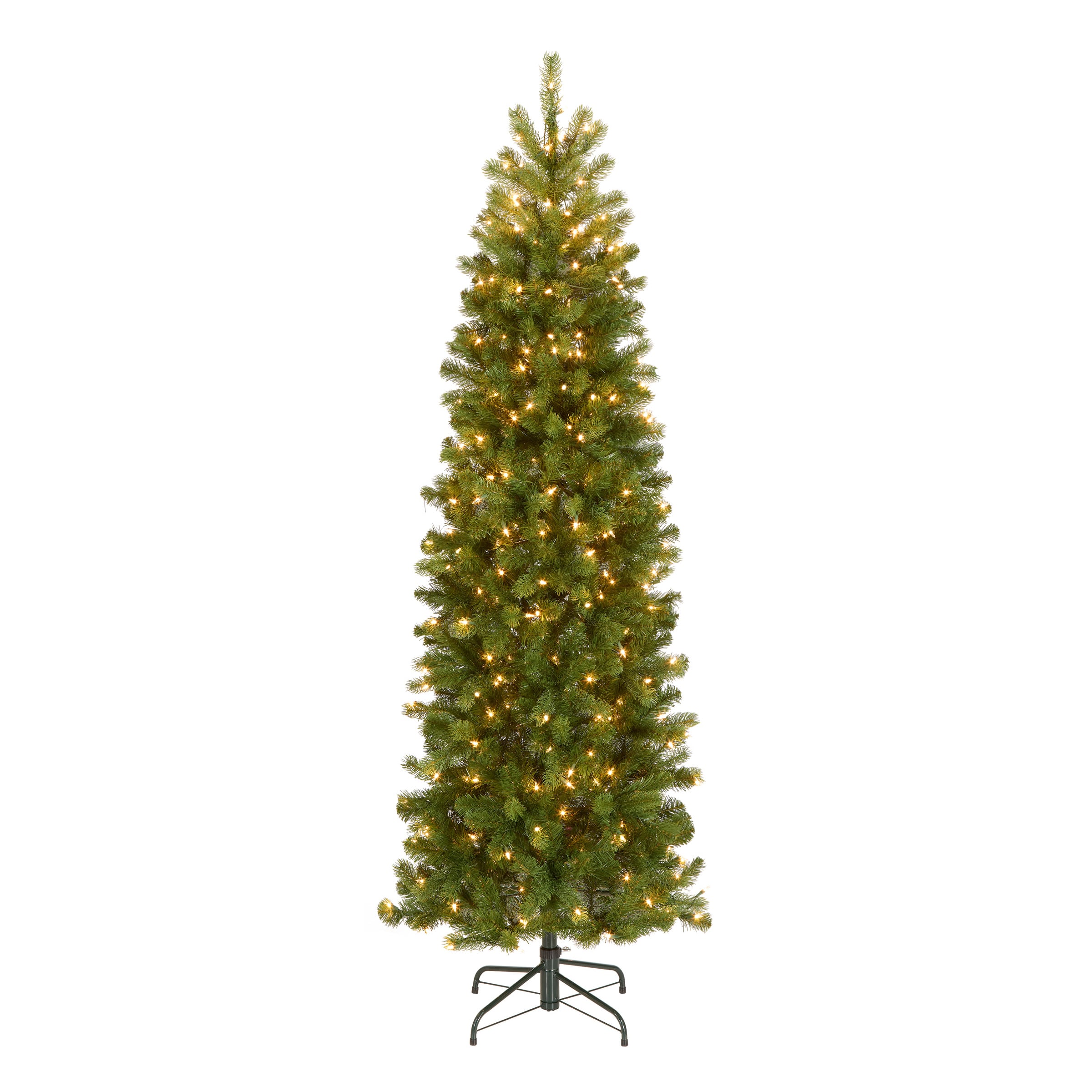 6.5 Ft. Pre-Lit Feel Real&#xAE; Downswept Douglas Fir Pencil Slim Artificial Christmas Tree, Clear Lights