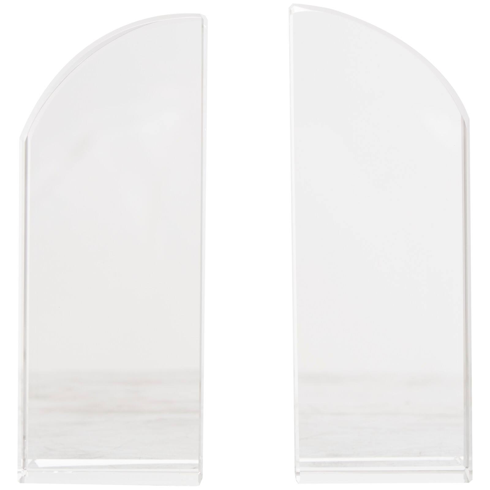 6&#x22; Clear Crystal Geometric Arched Bookends Set