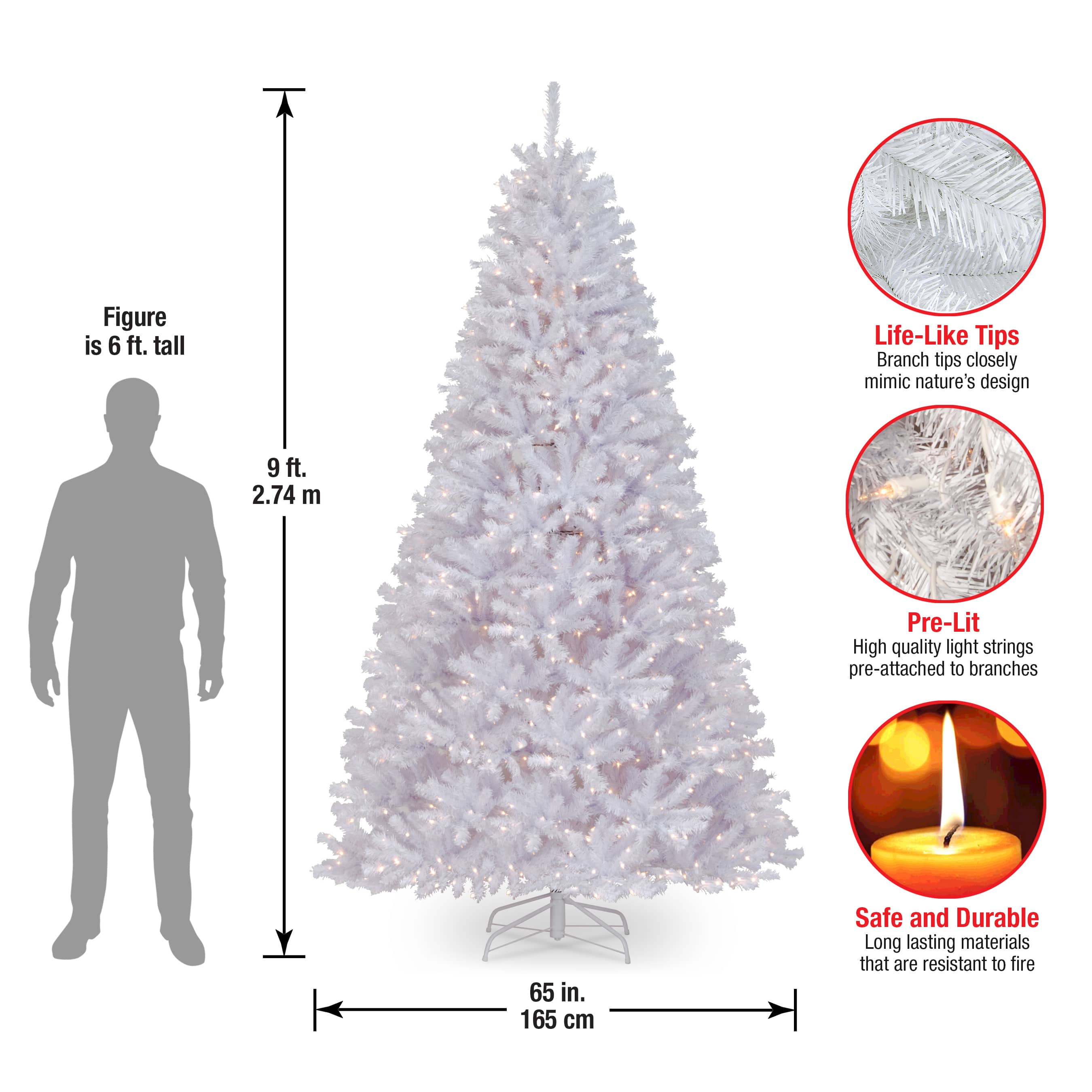 9ft. Pre-Lit North Valley® White Spruce Artificial Christmas Tree, Clear Lights