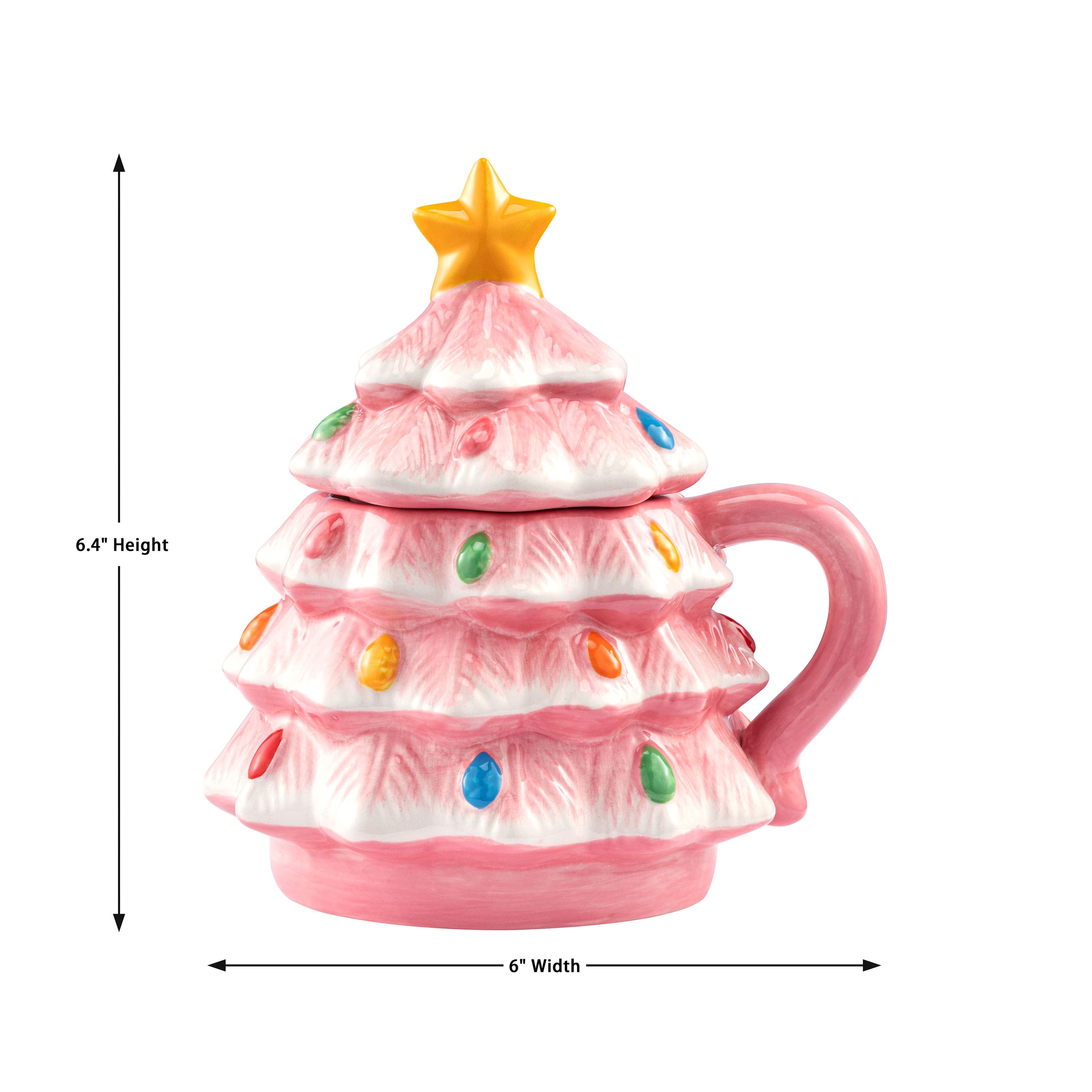 Mr. Christmas 16oz. Pink Nostalgic Ceramic Tree Lidded Mug