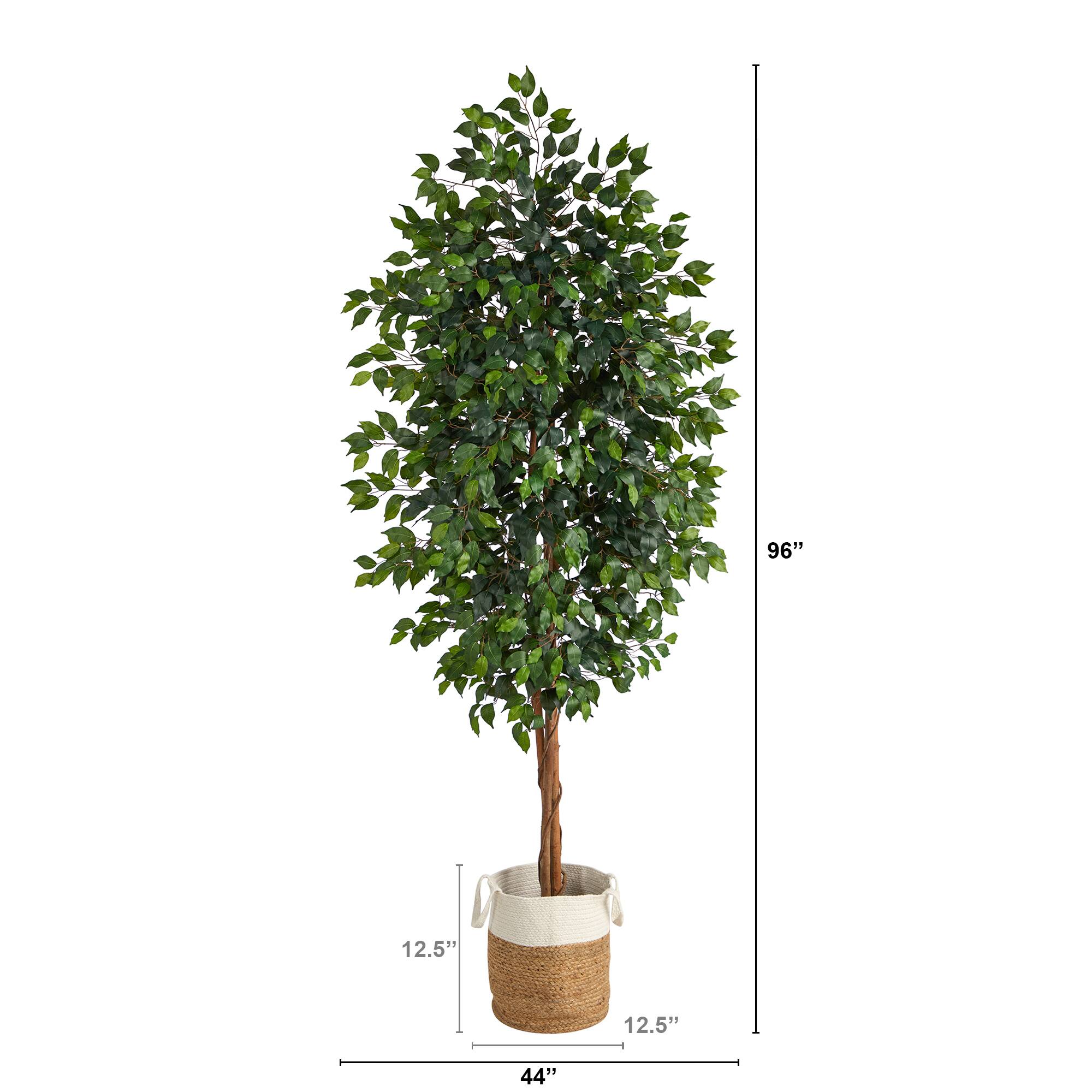 8ft. Ficus Artificial Tree with Handmade Natural Jute and Cotton Planter