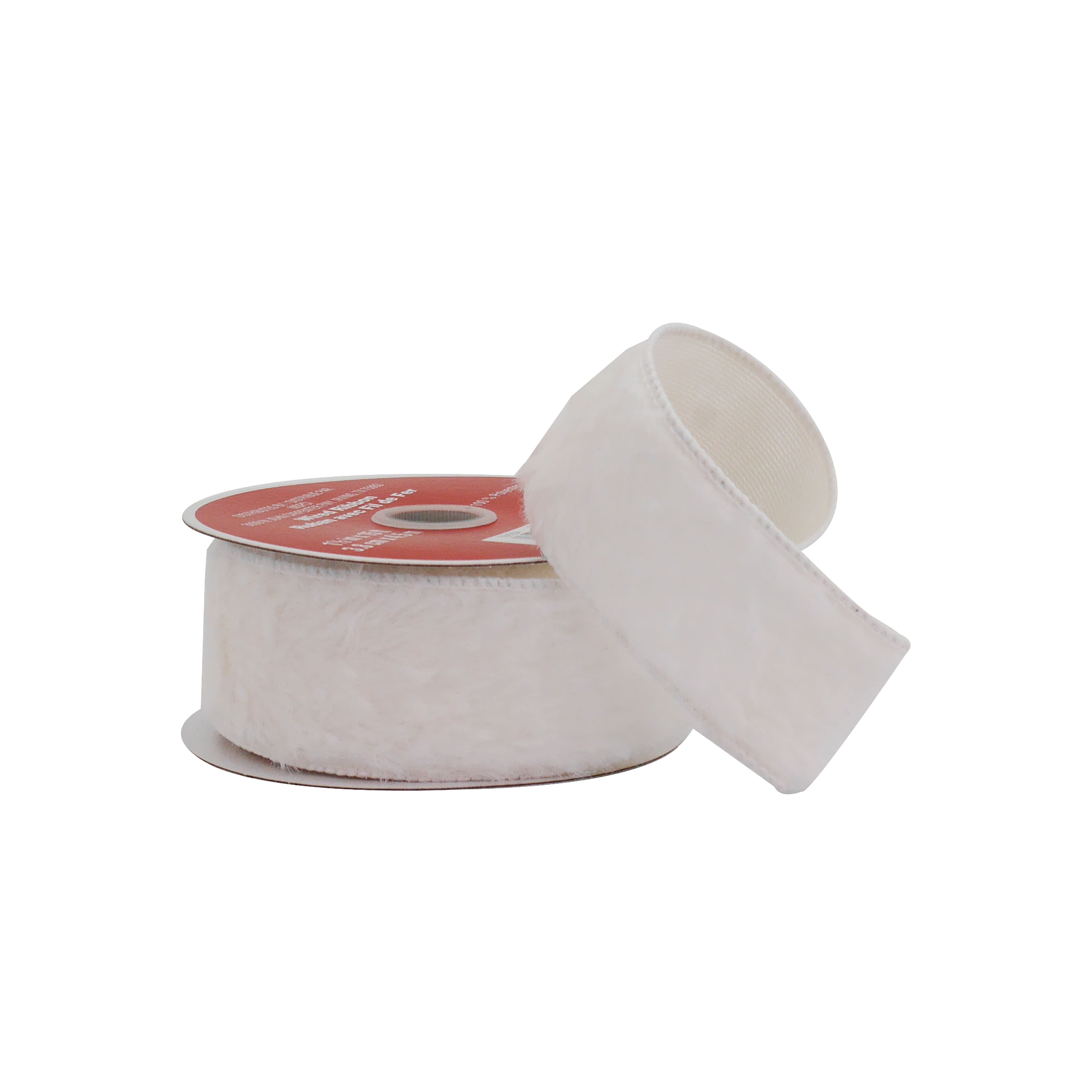 1.5&#x22; x 15ft. White Faux Fur Wired Ribbon by Celebrate It&#xAE;