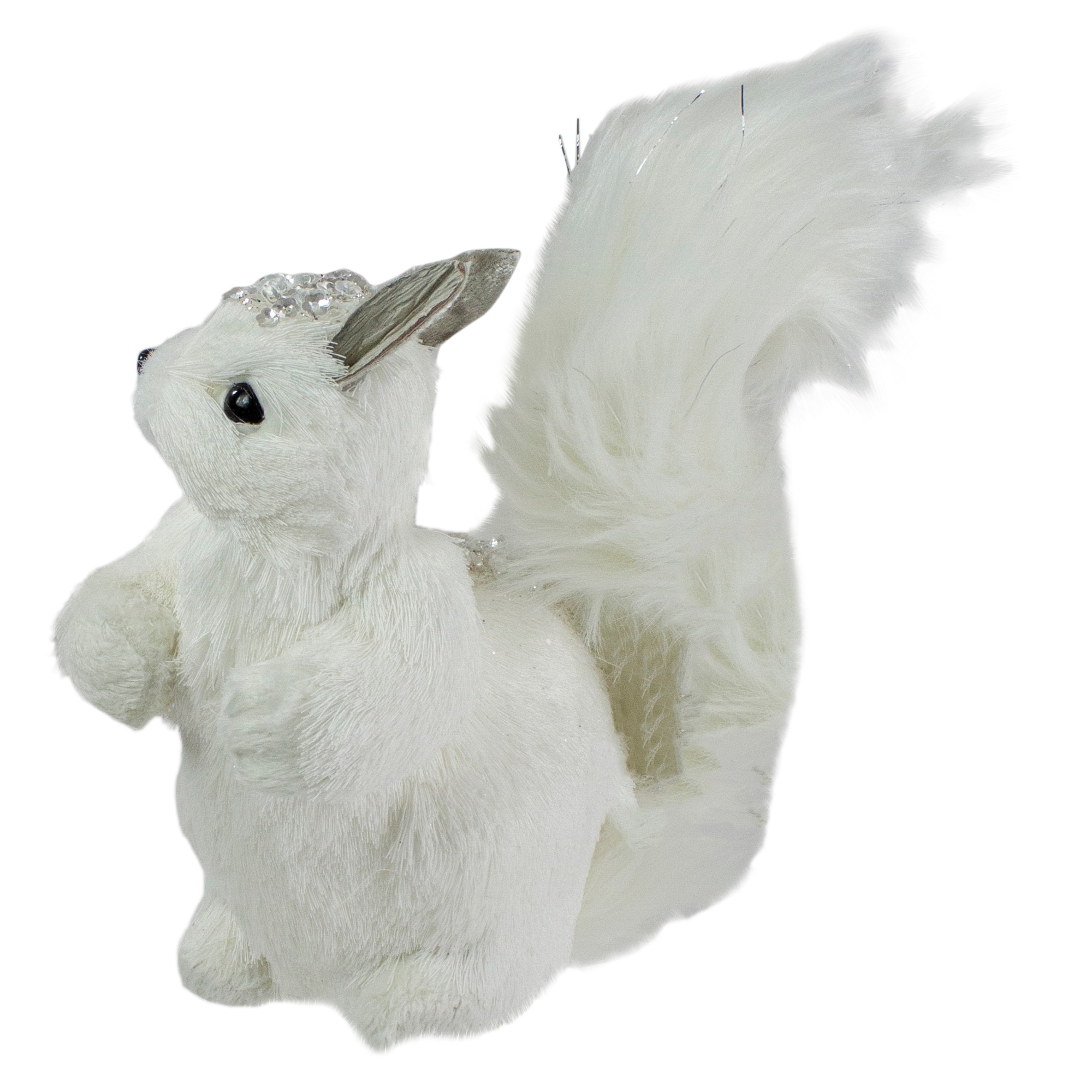 9" White Squirrel with Silver Gems Christmas Tabletop Decoration