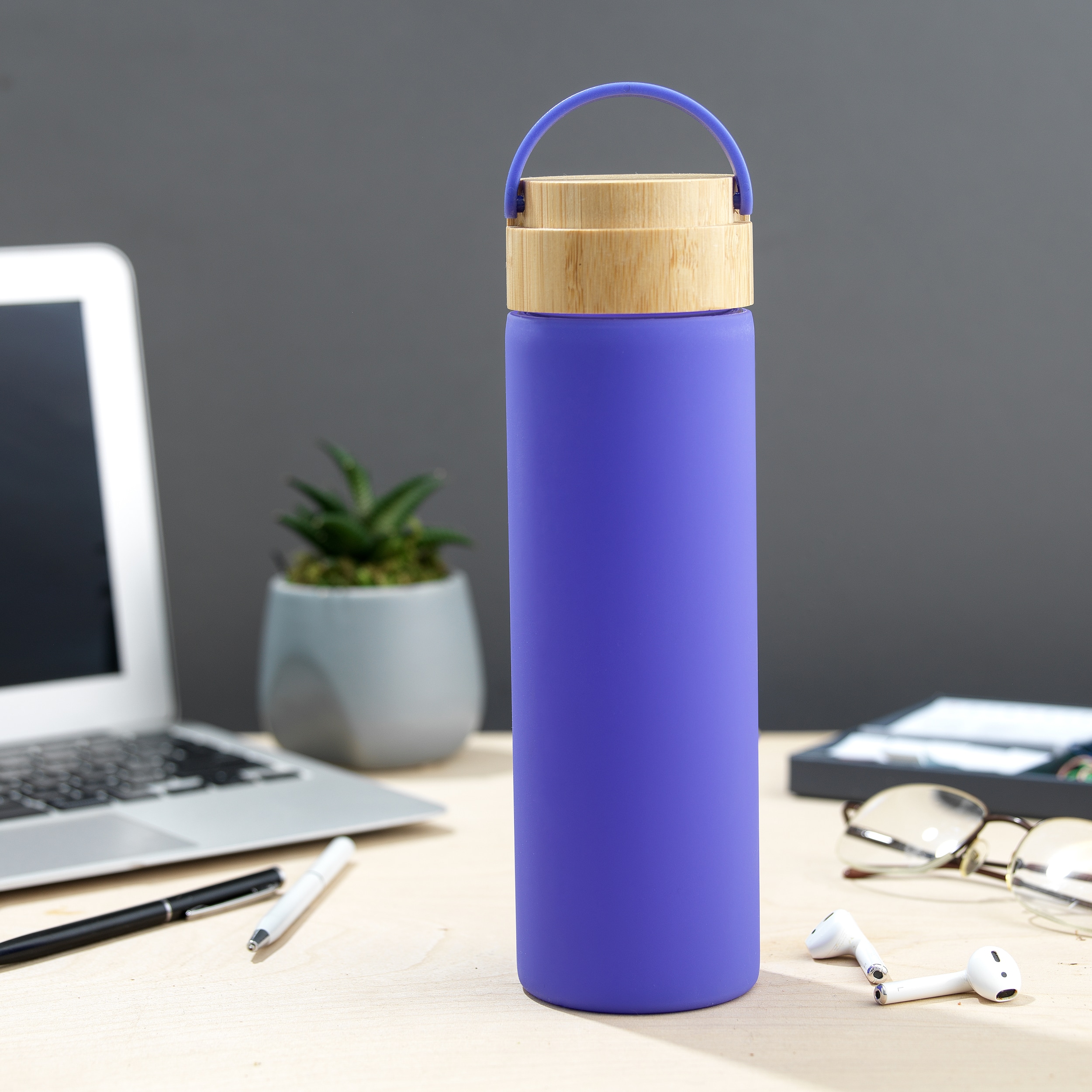 JoyJolt&#xAE; 20oz. Glass Water Bottle with Carry Strap &#x26; Non Slip Silicone Sleeve