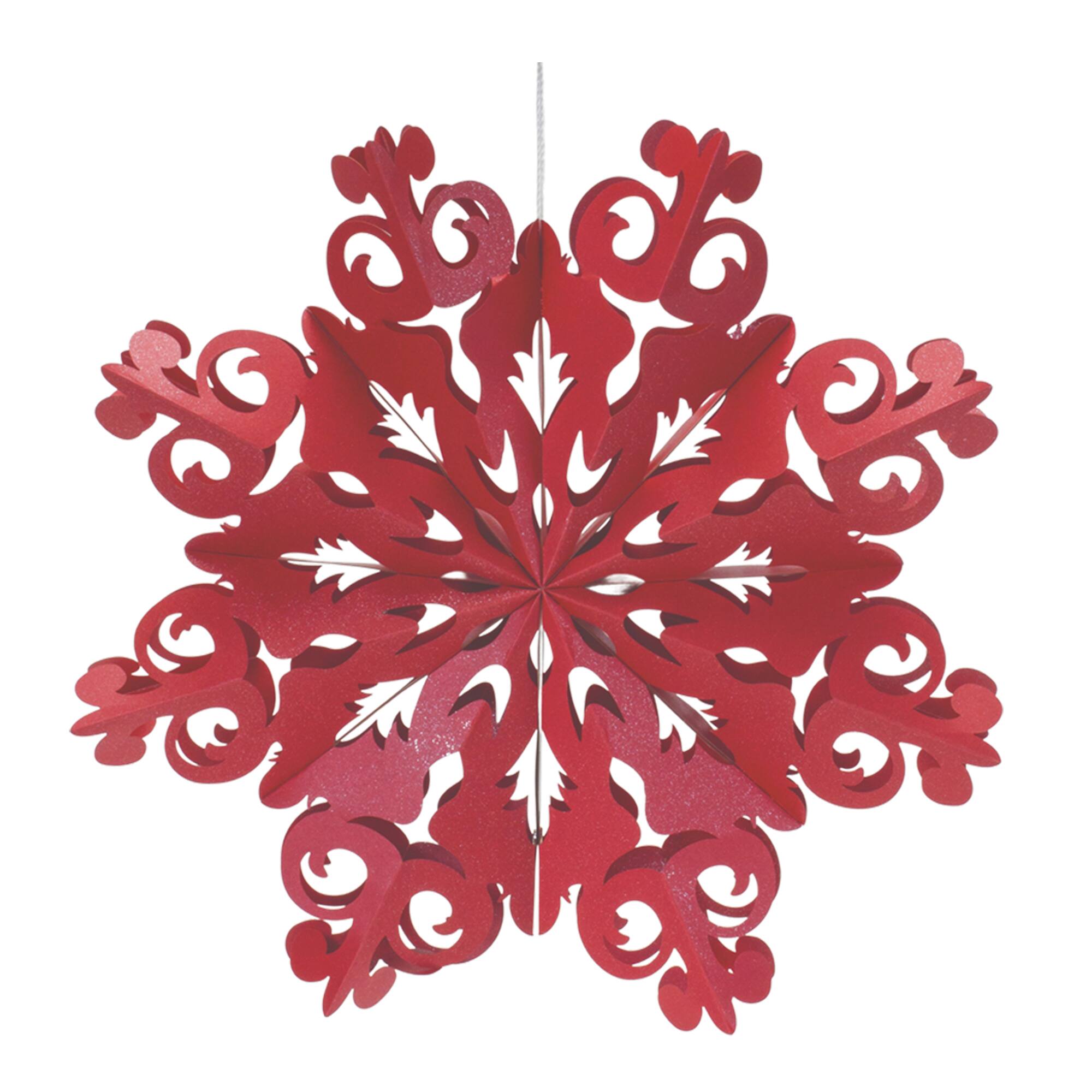 Red Paper Snowflake Ornament Set