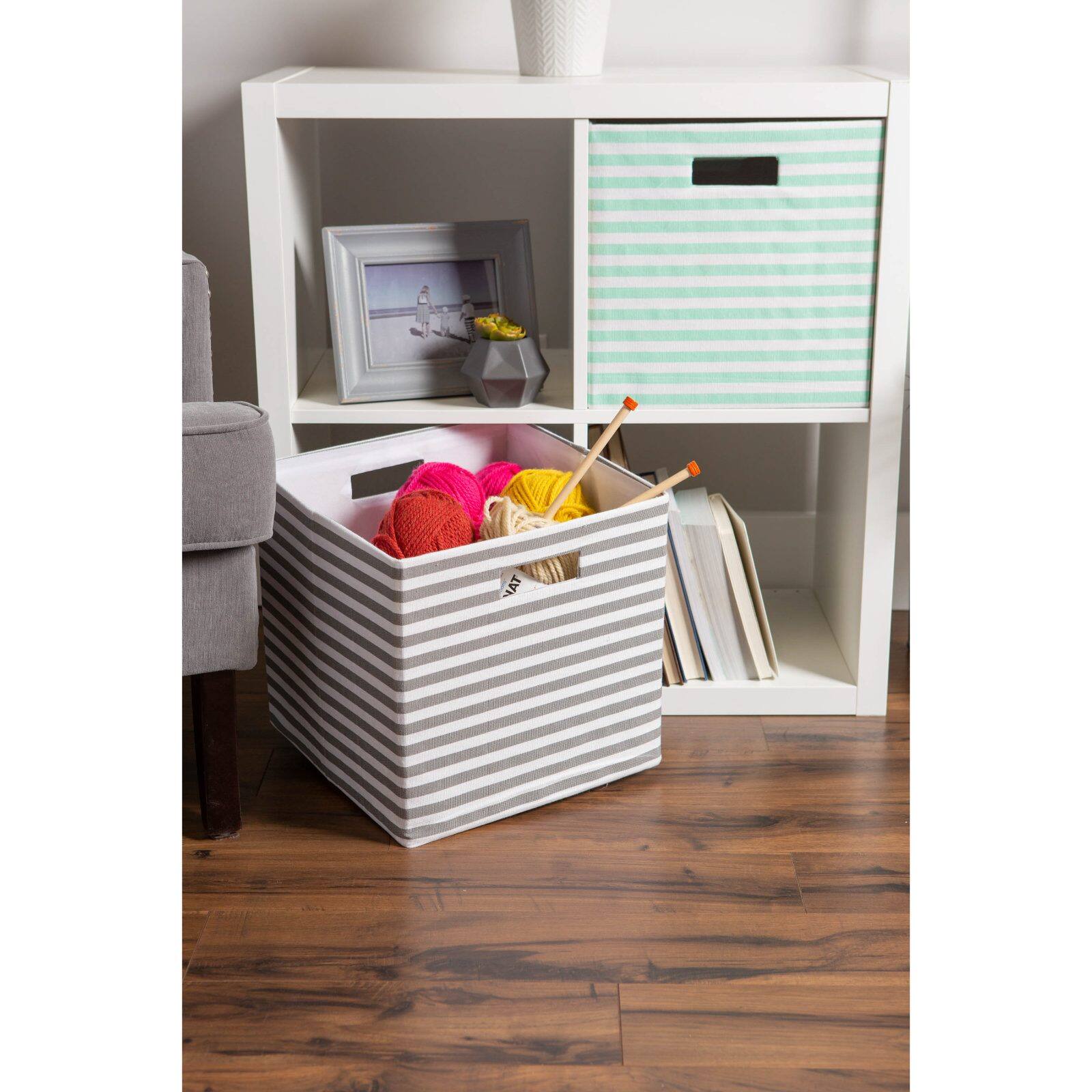 DII&#xAE; 13&#x22; Gray Pinstripe Storage Cube