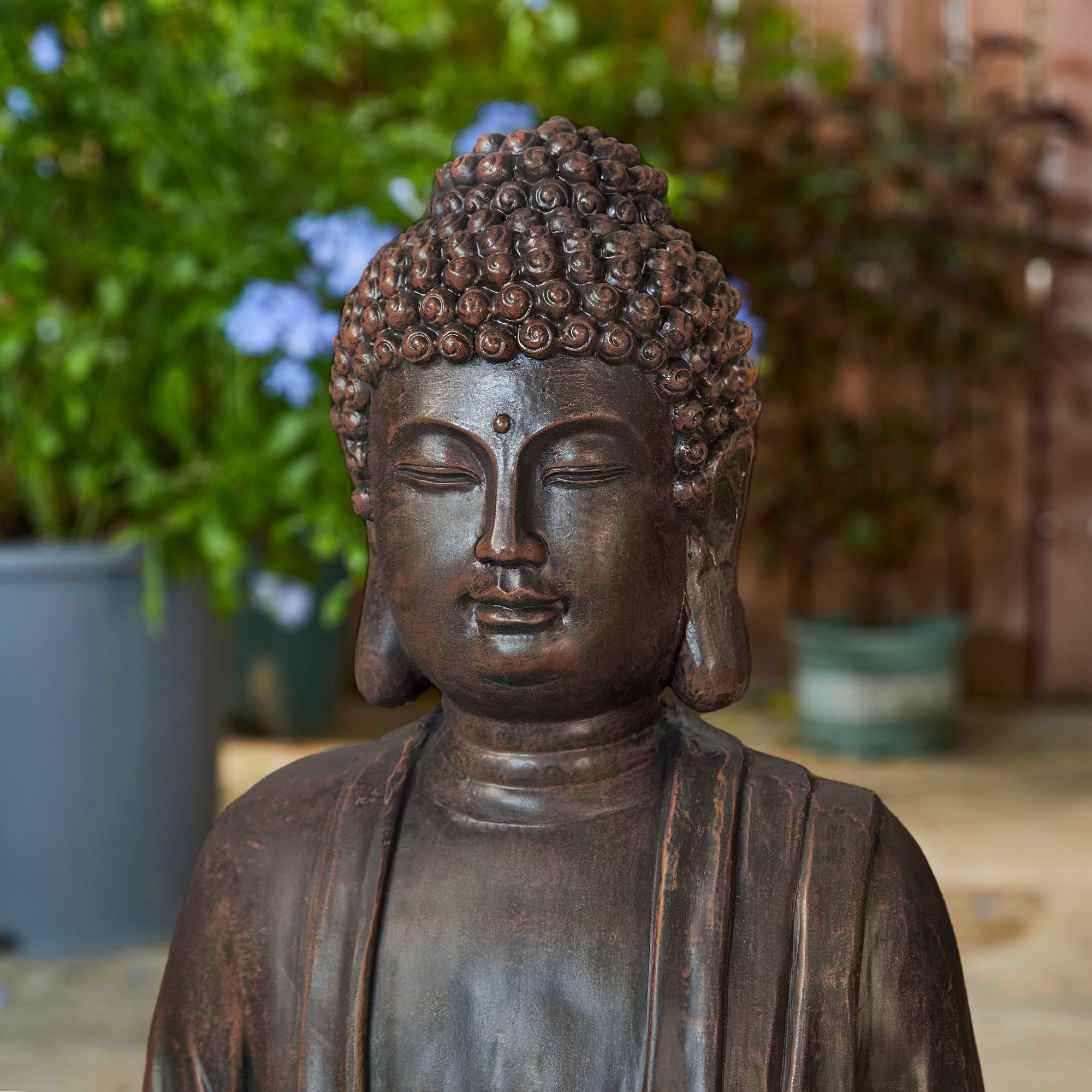 Glitzhome&#xAE; 28.25&#x22; Zen-Style Meditating Buddha Statue Outdoor Fountain with LED Light