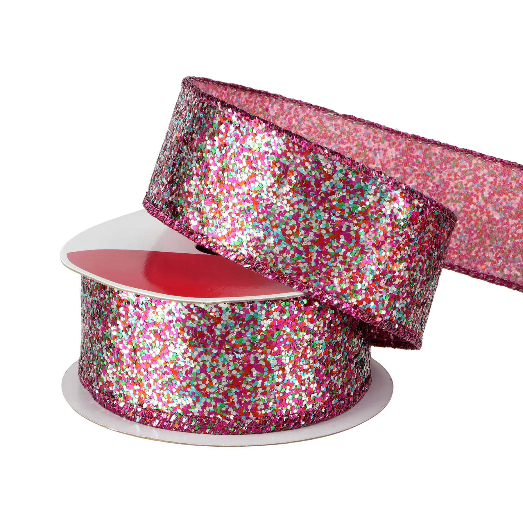 1.5&#x22; x 15ft. Hot Pink Confetti Wired Glitter Ribbon by Celebrate It&#xAE;