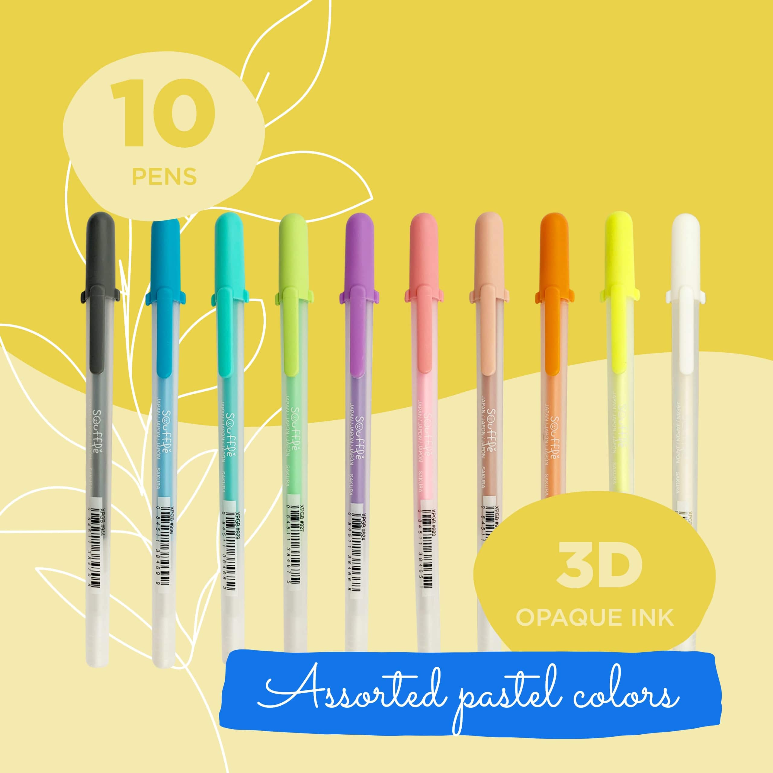 Sakura&#xAE; Souffle&#x2122; Puffy 3D Opaque Ink Pen 10 Color Set, Pastels