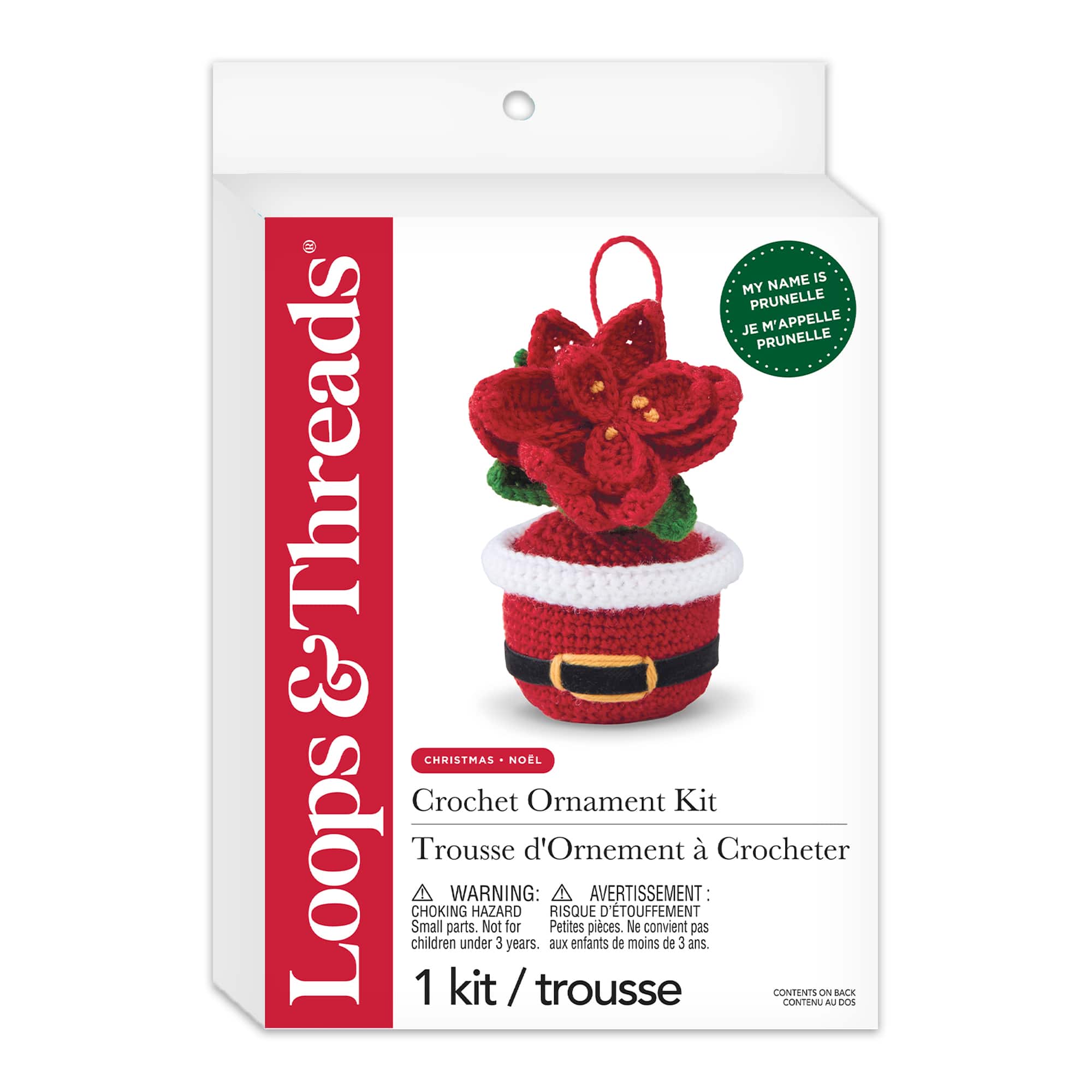 Intermediate Poinsettia in Santa Pot Amigurumi Crochet Ornament Kit by Loops &#x26; Threads&#xAE;