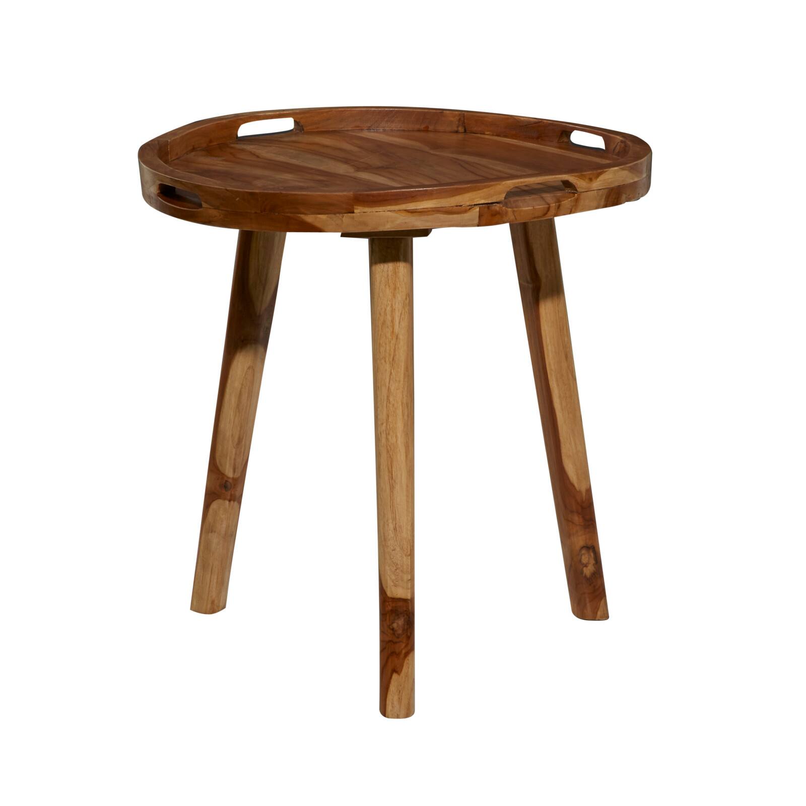 24&#x22; Brown Teakwood Contemporary Accent Table