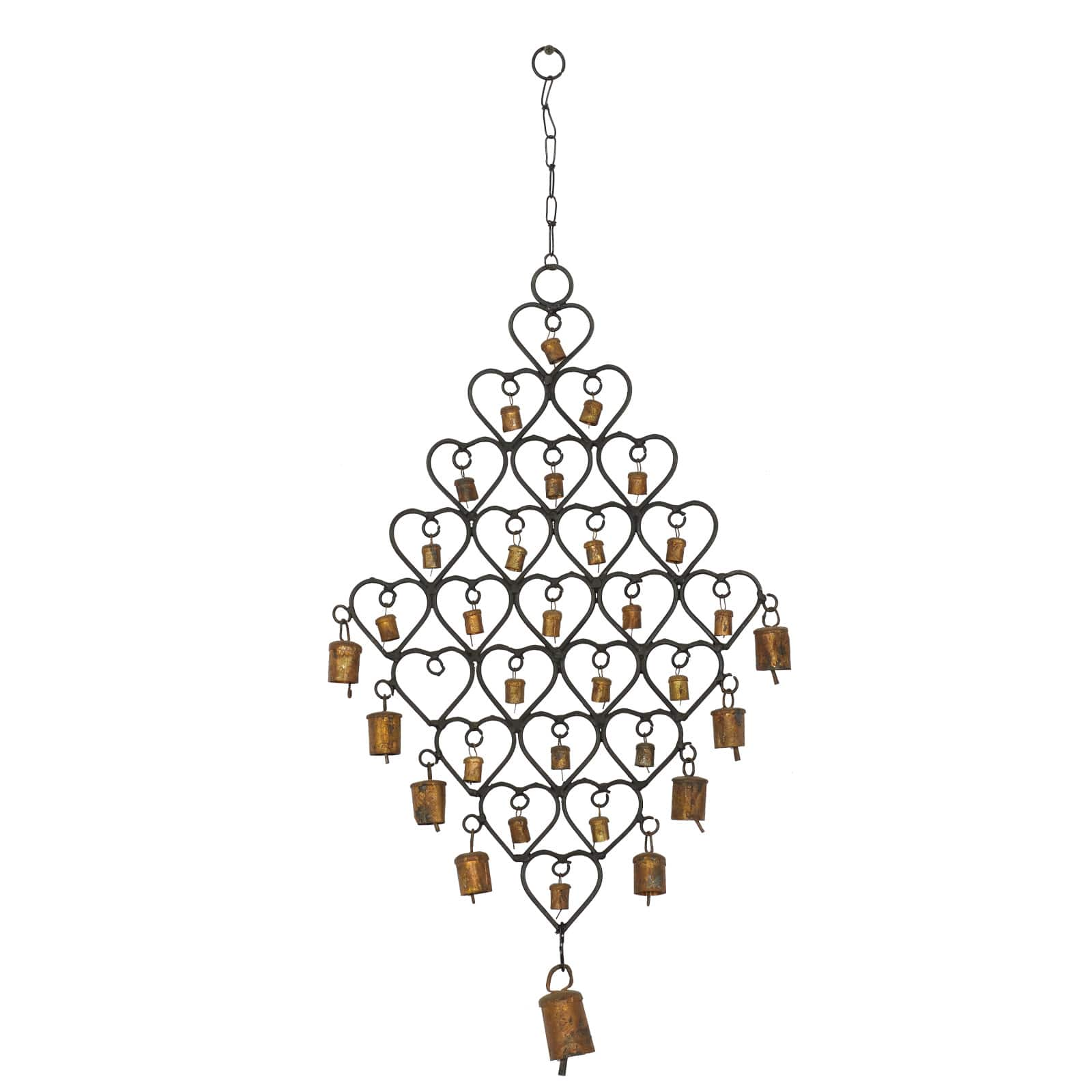 31&#x22; Brass Metal Heart Eclectic Windchime