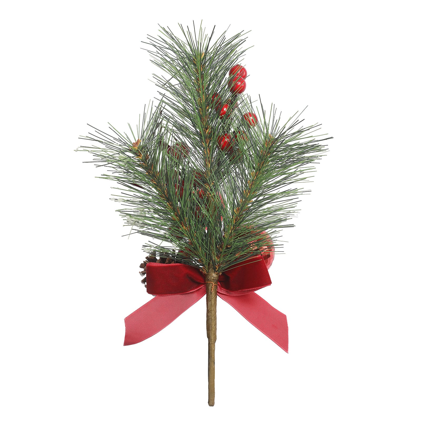 12&#x22; Red Berry, Ball Ornament &#x26; Pine Pick with Red Velvet Bow by Ashland&#xAE;