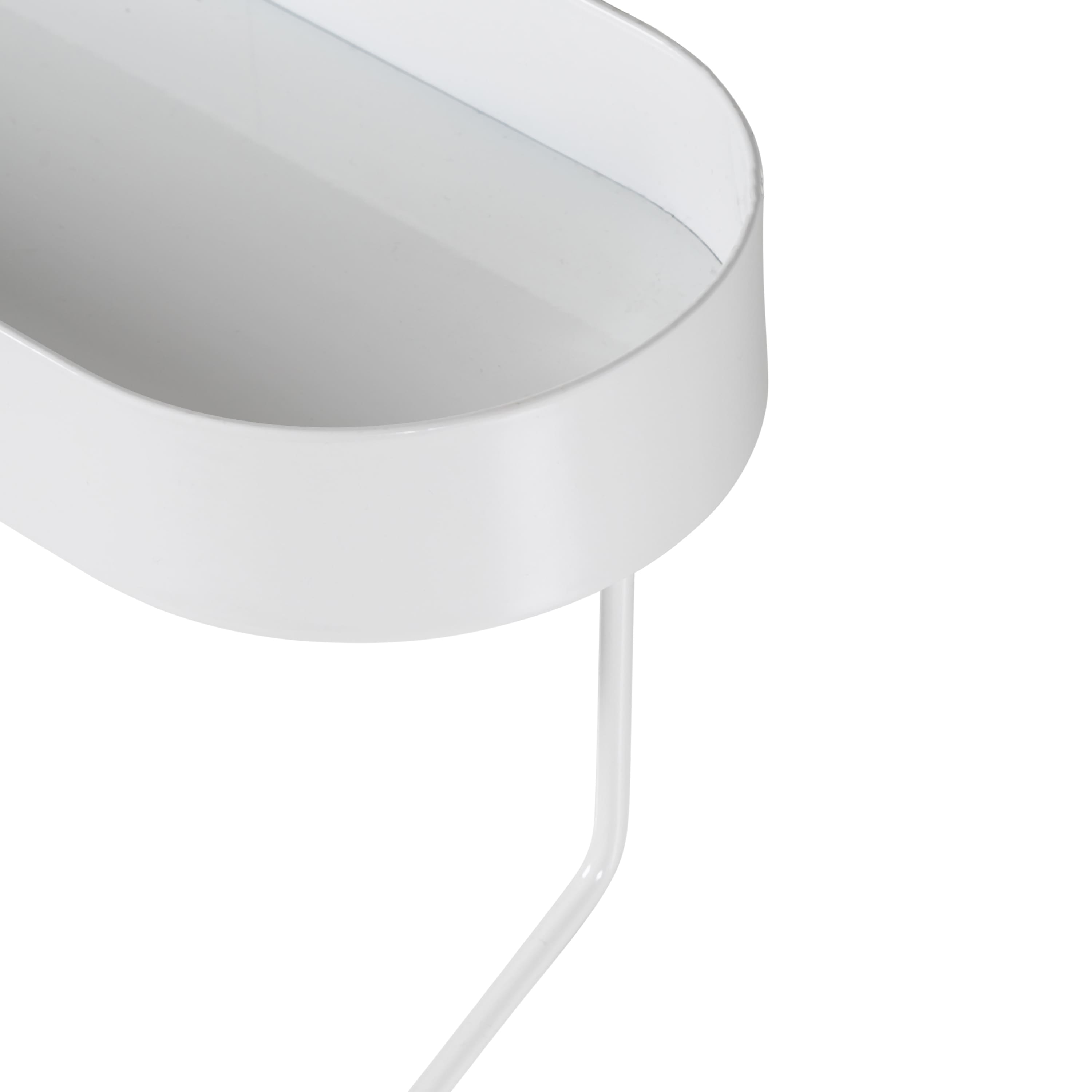 Honey Can Do White Wall Mounted Bathroom Shelf with Towel Bar &#x26; Oval Top Tray